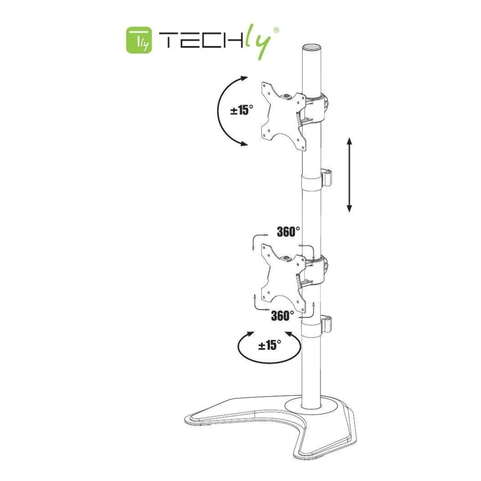 Techly ICA-LCD 2520V support d'écran plat pour bureau 68,6 cm (27") Noir