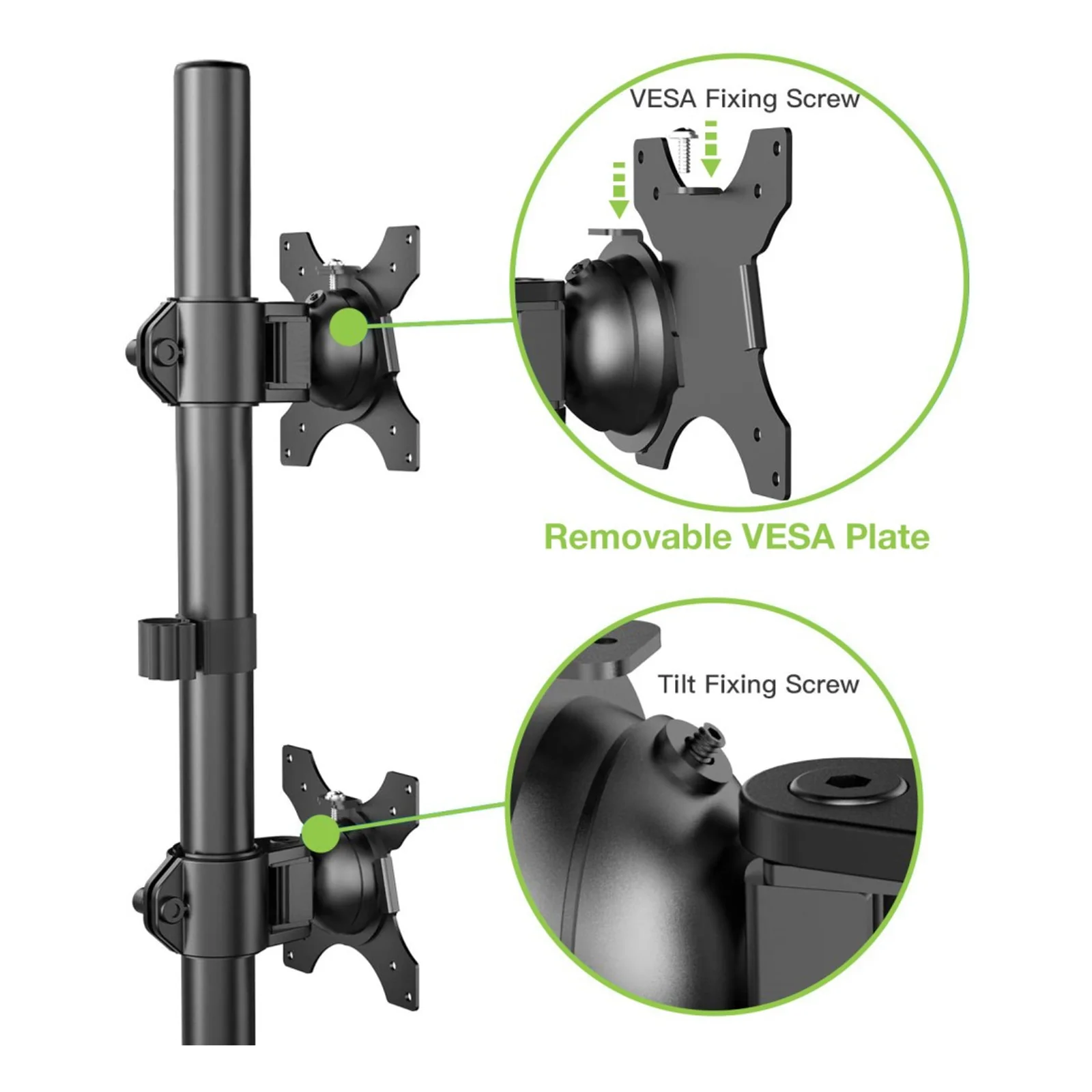 Techly ICA-LCD 2520V support d'écran plat pour bureau 68,6 cm (27") Noir