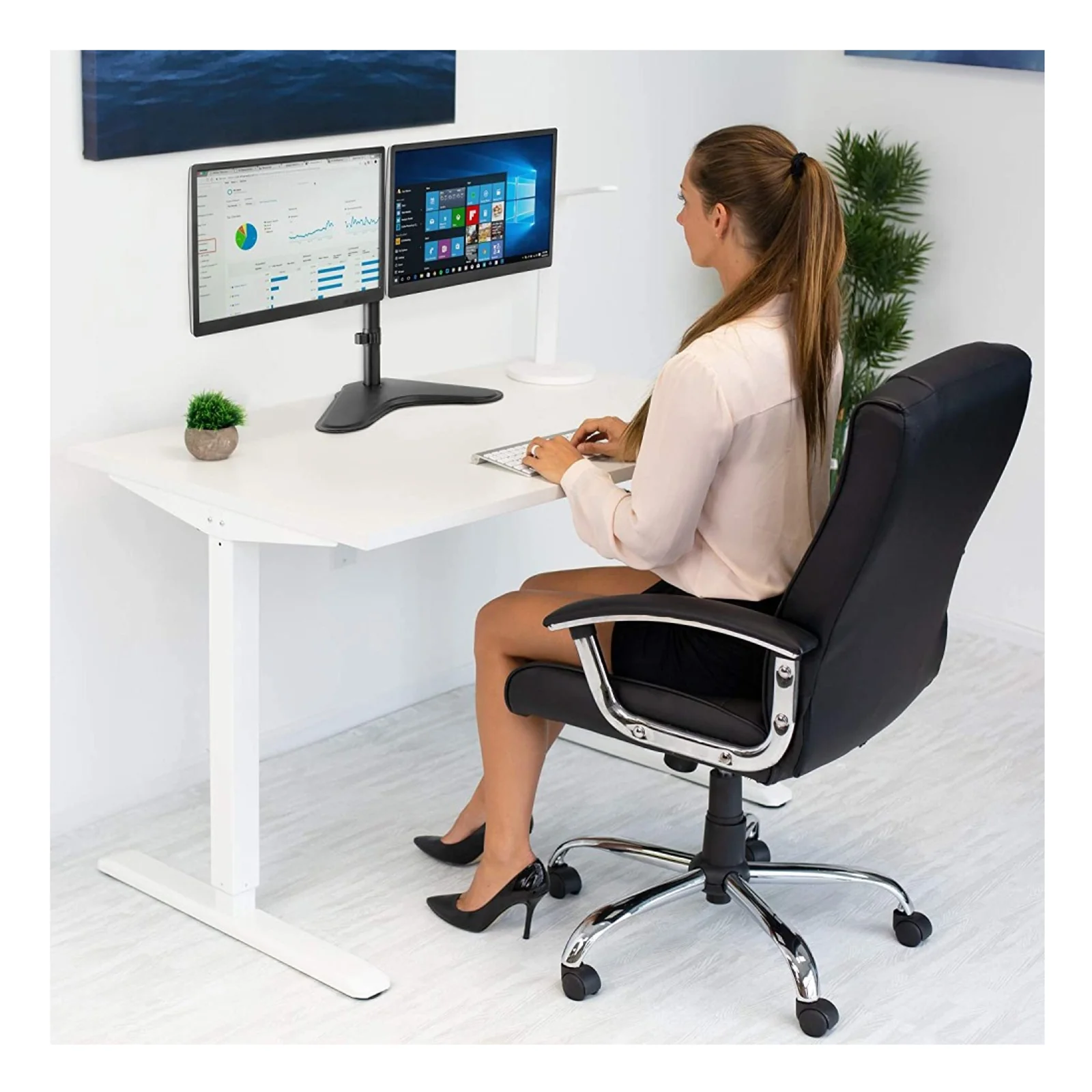 Techly ICA-LCD 2524 support d'écran plat pour bureau 81,3 cm (32") Noir