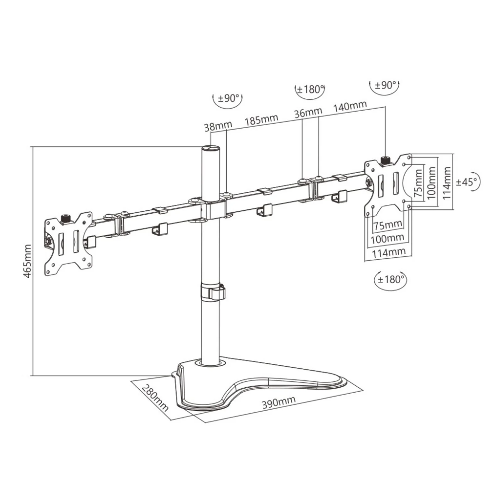 Techly ICA-LCD 2524 support d'écran plat pour bureau 81,3 cm (32") Noir