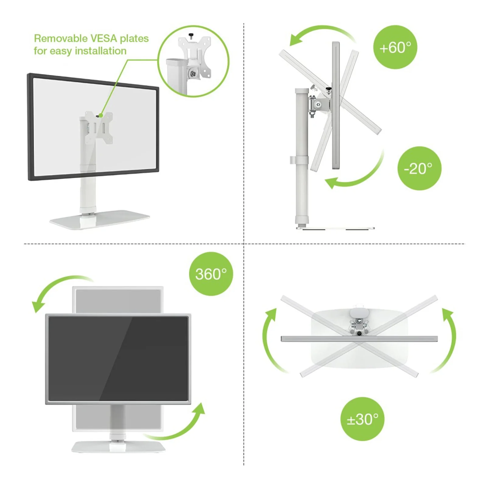 Techly ICA-LCD 260 support d'écran plat pour bureau 68,6 cm (27") Blanc