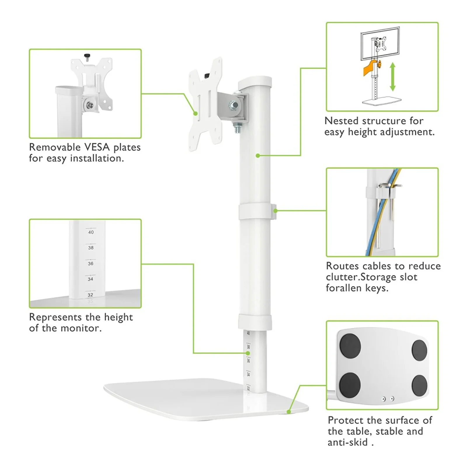 Techly ICA-LCD 260 support d'écran plat pour bureau 68,6 cm (27") Blanc