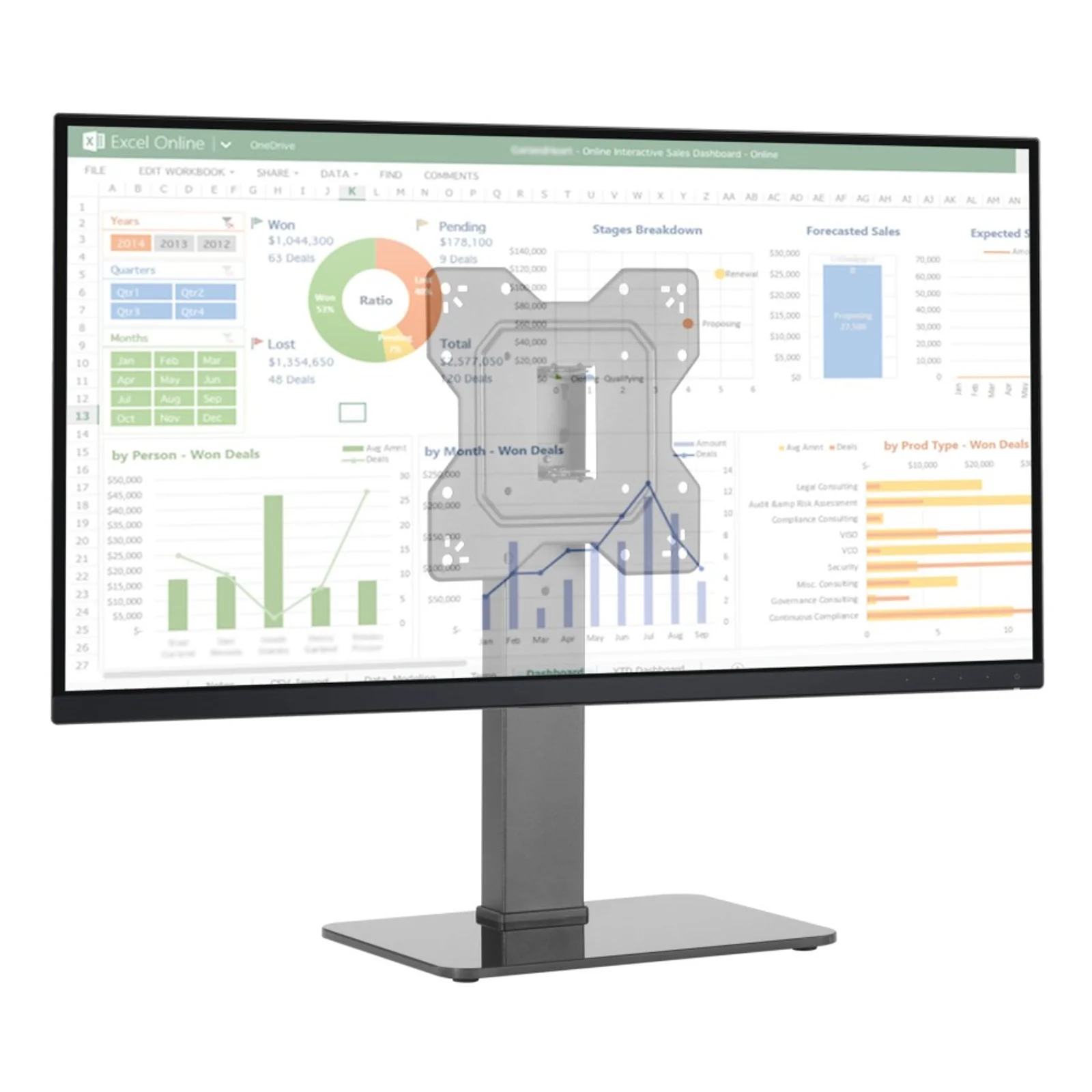 Techly ICA-LCD 323S support d'écran plat pour bureau 109,2 cm (43") Noir