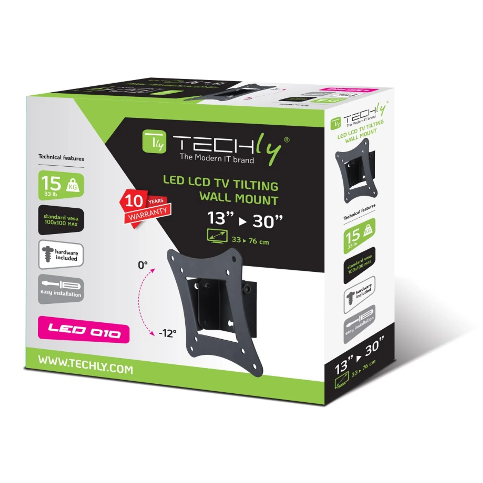Techly ICA-LCD-900 76,2 cm (30") Noir