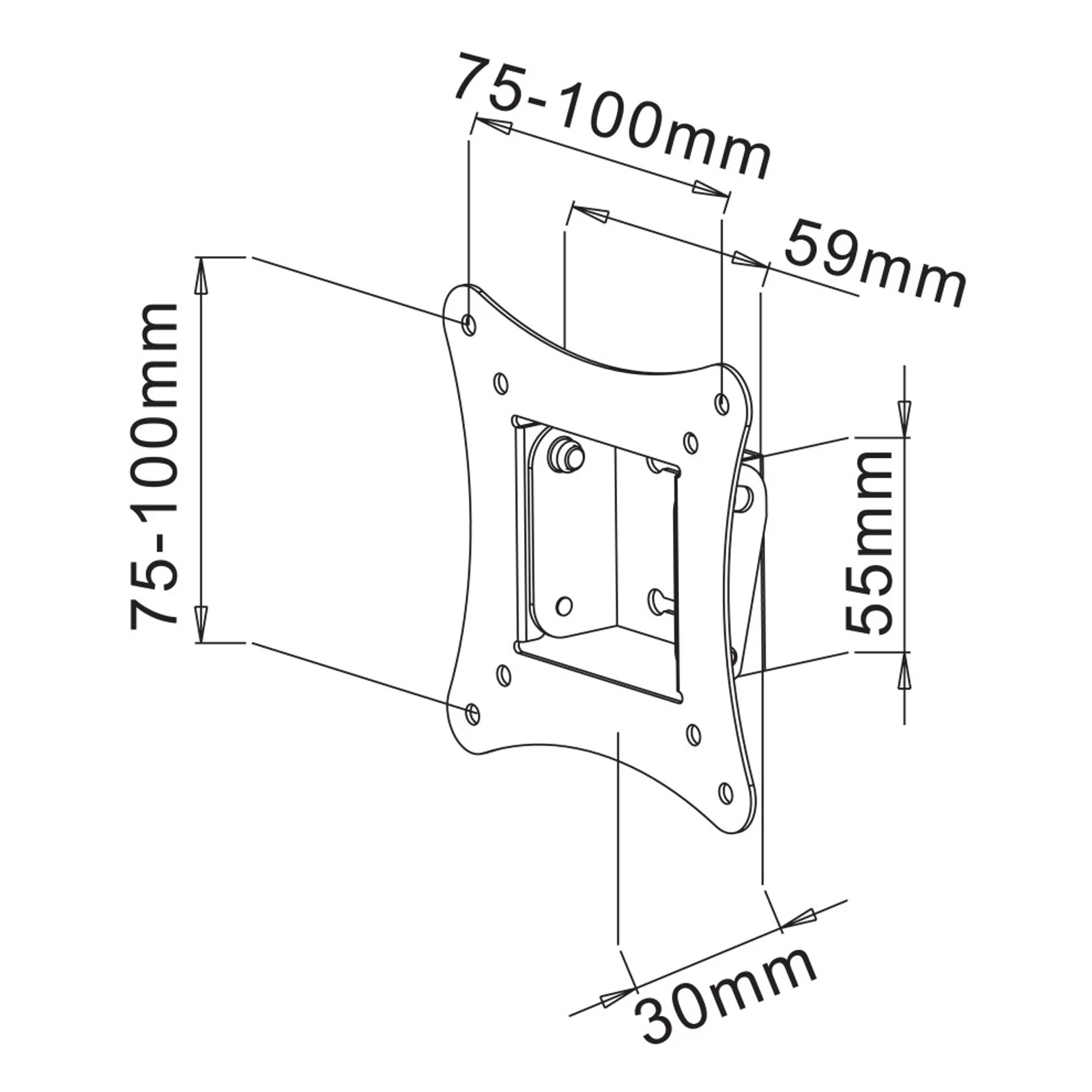 Techly ICA-LCD-900 76,2 cm (30") Noir