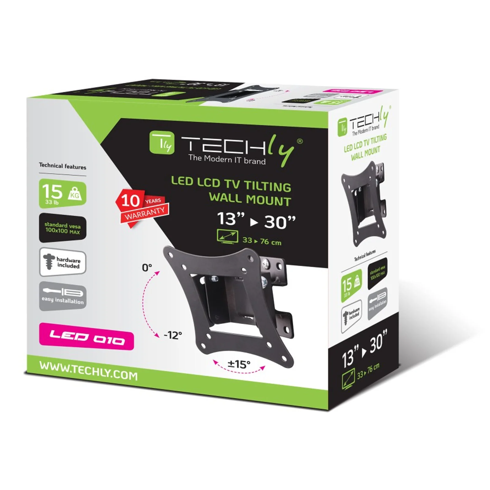 Techly ICA-LCD-901 76,2 cm (30") Noir