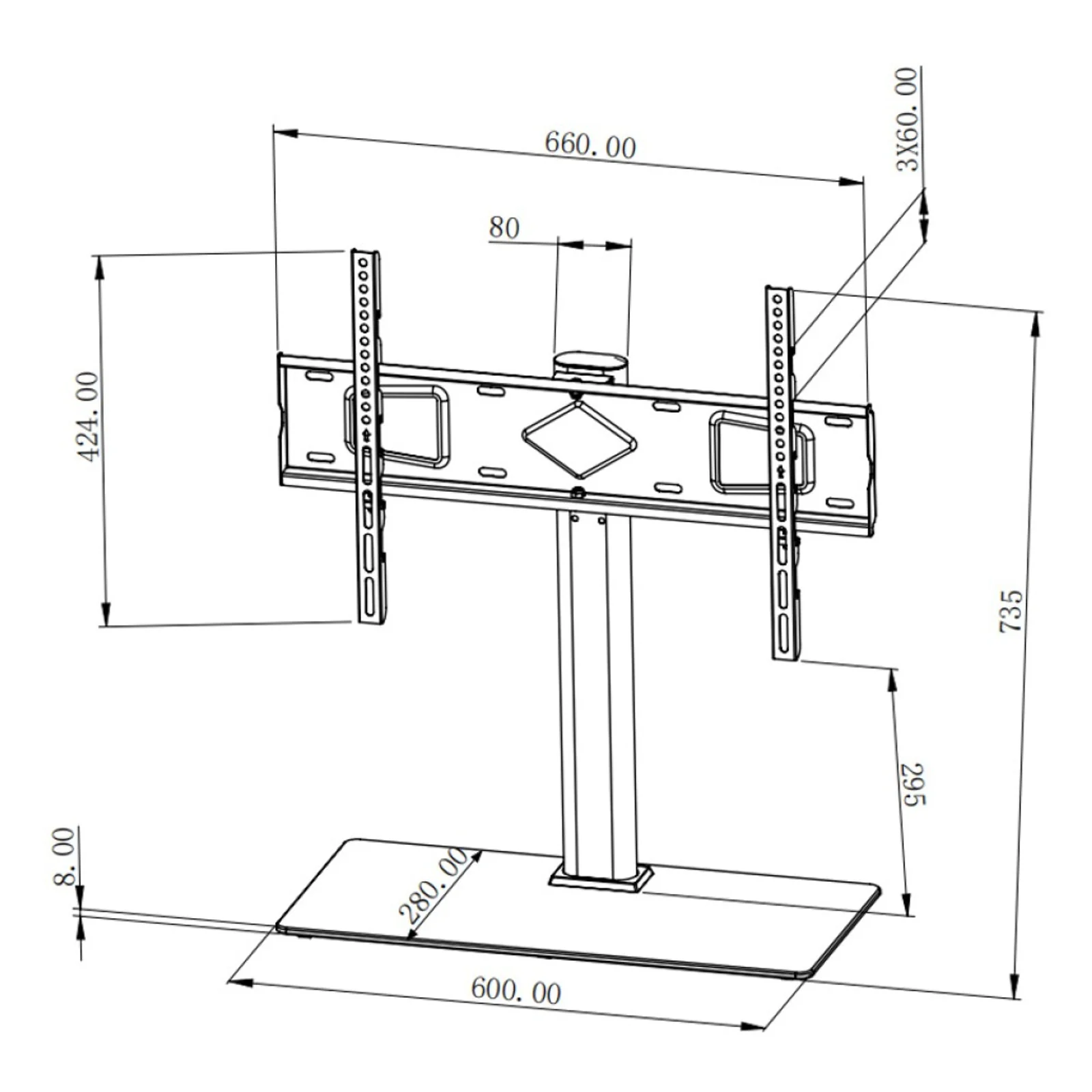 Techly ICA-LCD S07L support pour téléviseur 165,1 cm (65") Noir