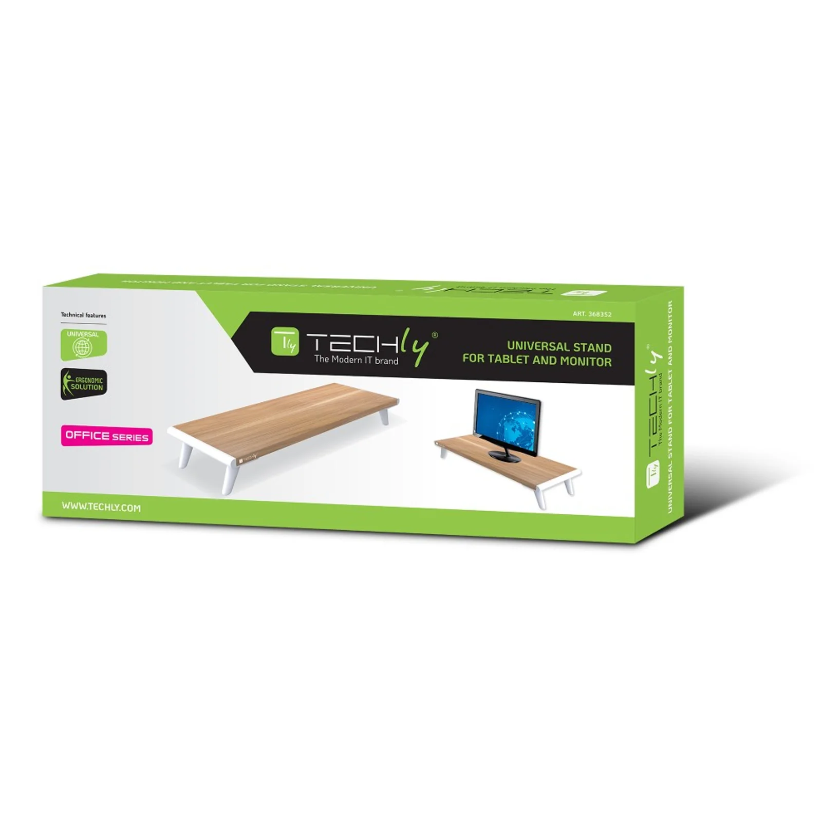 Techly ICA-MS 389 support d'écran plat pour bureau Blanc, Bois