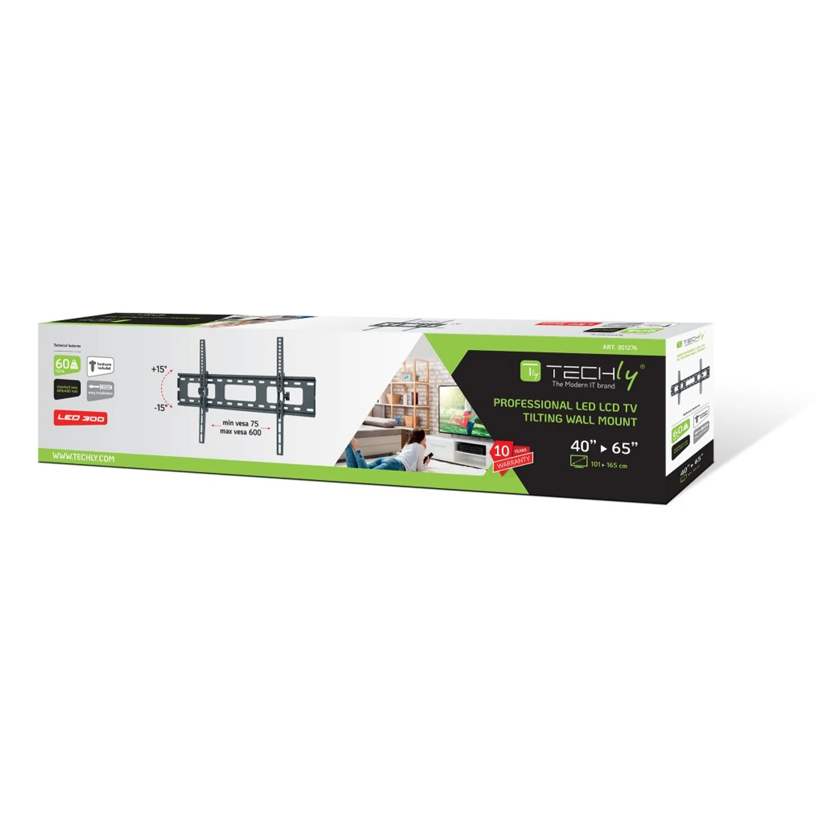 Techly ICA-PLB 131L support pour téléviseur 165,1 cm (65") Noir