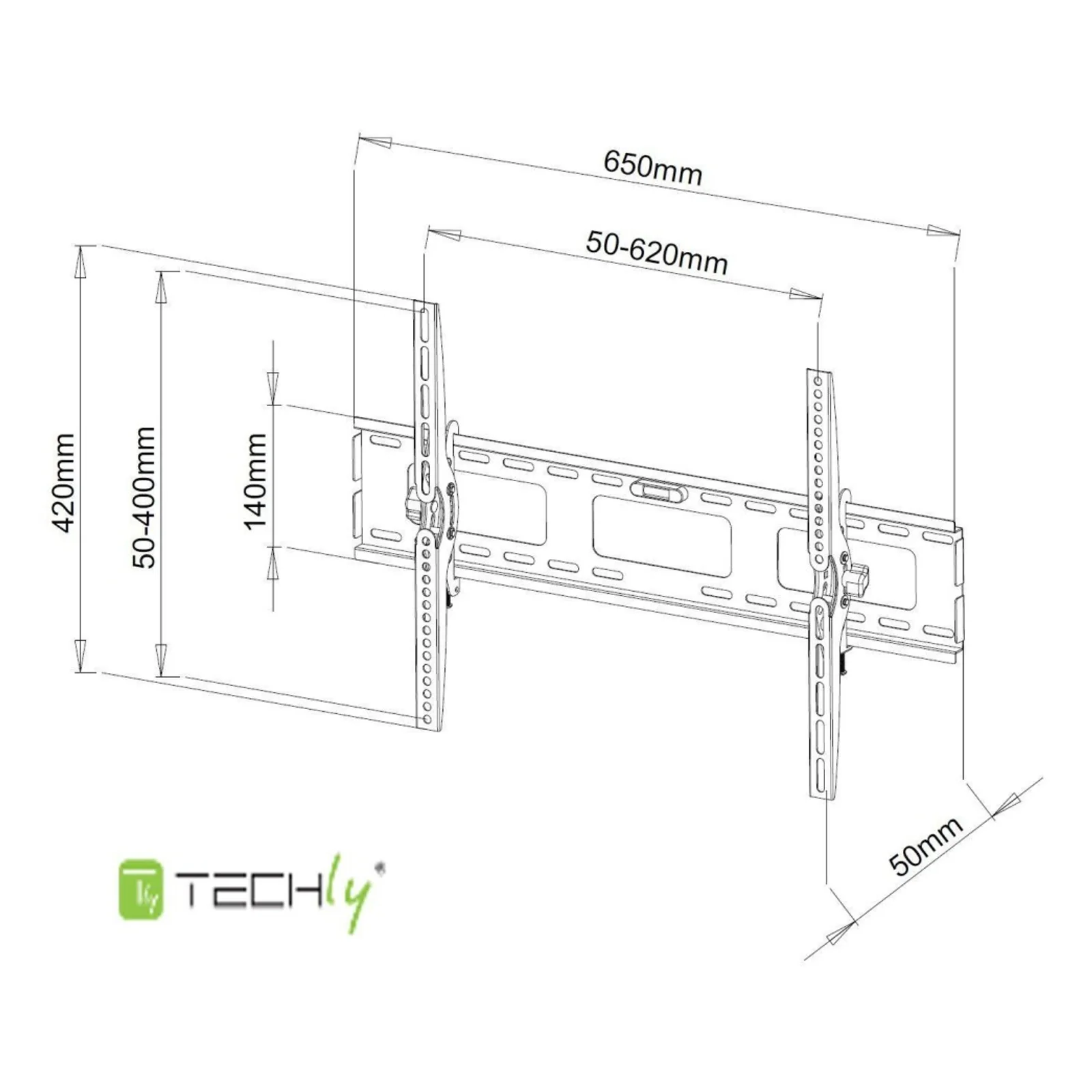 Techly ICA-PLB 131L support pour téléviseur 165,1 cm (65") Noir