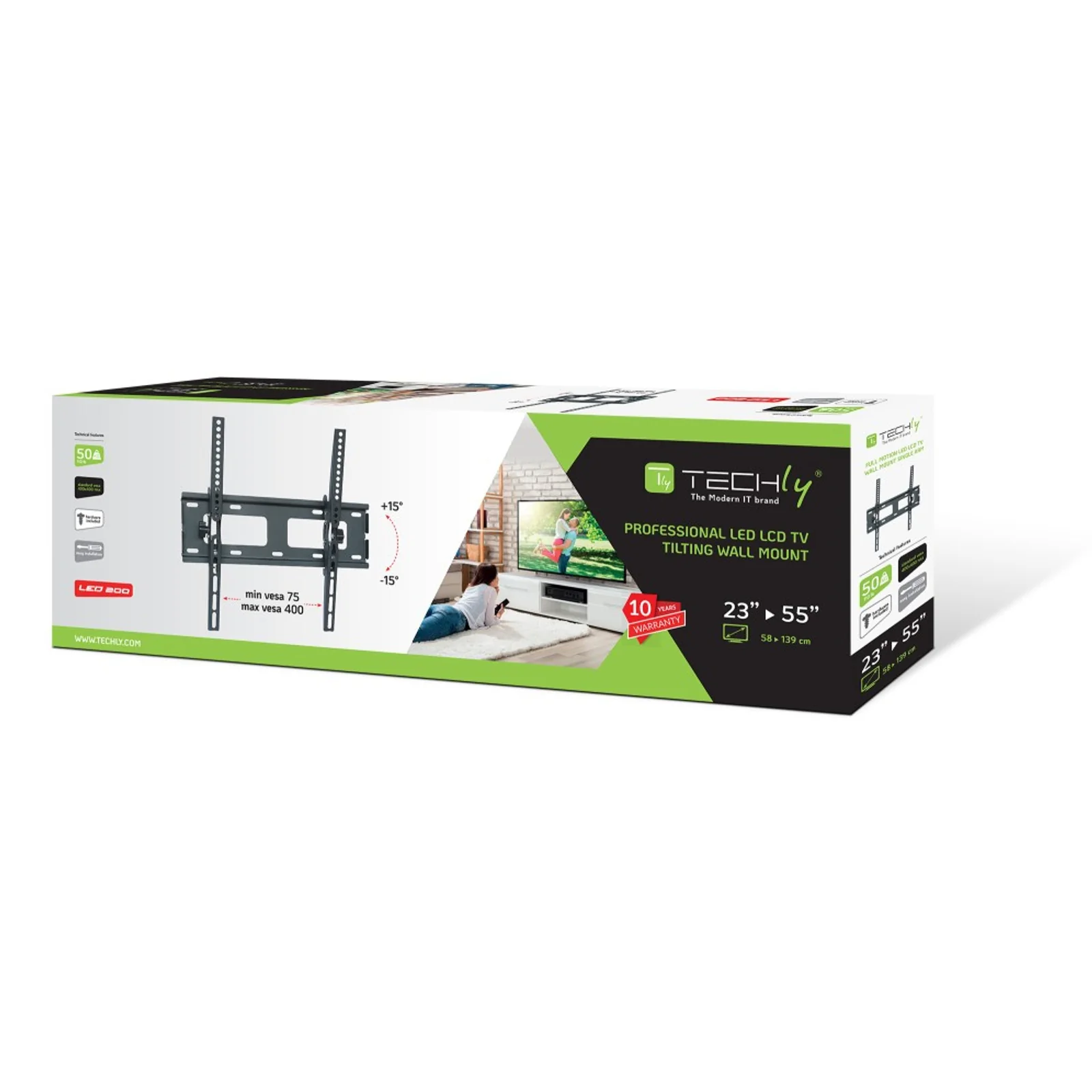 Techly ICA-PLB 131M support pour téléviseur 139,7 cm (55") Noir