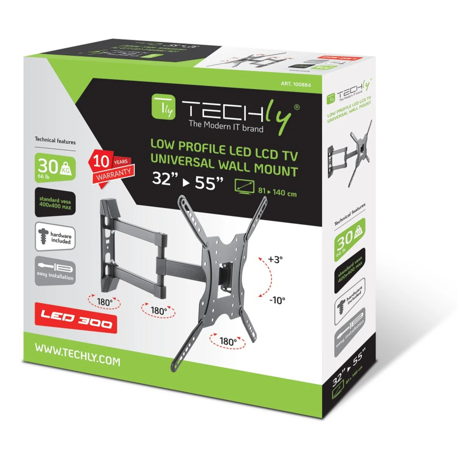 Techly ICA-PLB 136E support pour téléviseur 139,7 cm (55") Noir