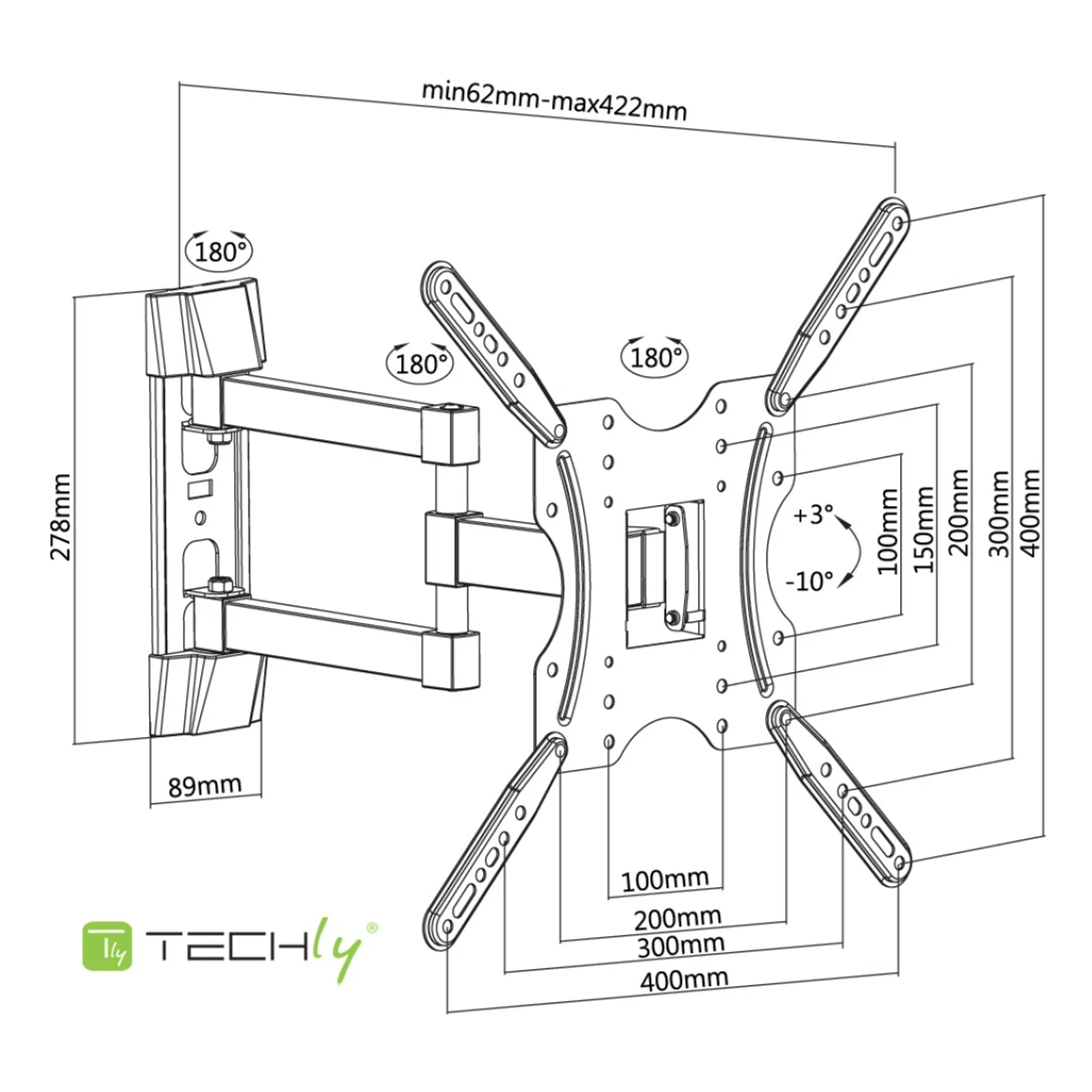 Techly ICA-PLB 136E support pour téléviseur 139,7 cm (55") Noir
