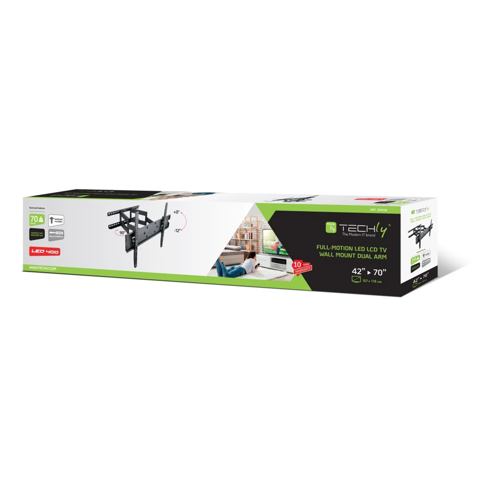 Techly ICA-PLB 147XL support pour téléviseur 177,8 cm (70") Noir