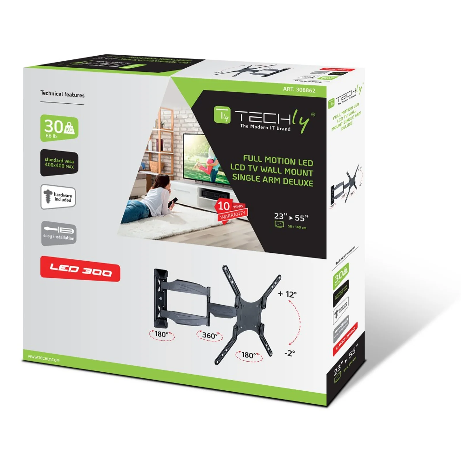 Techly ICA-PLB 171M support pour téléviseur 139,7 cm (55") Noir