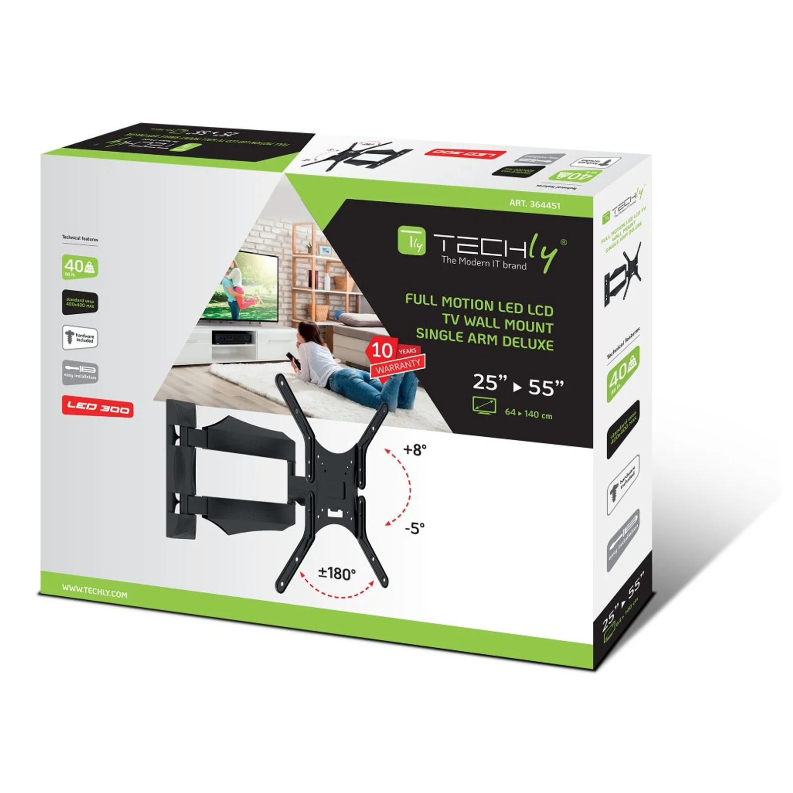Techly ICA-PLB 271M support pour téléviseur 132,1 cm (52") Noir
