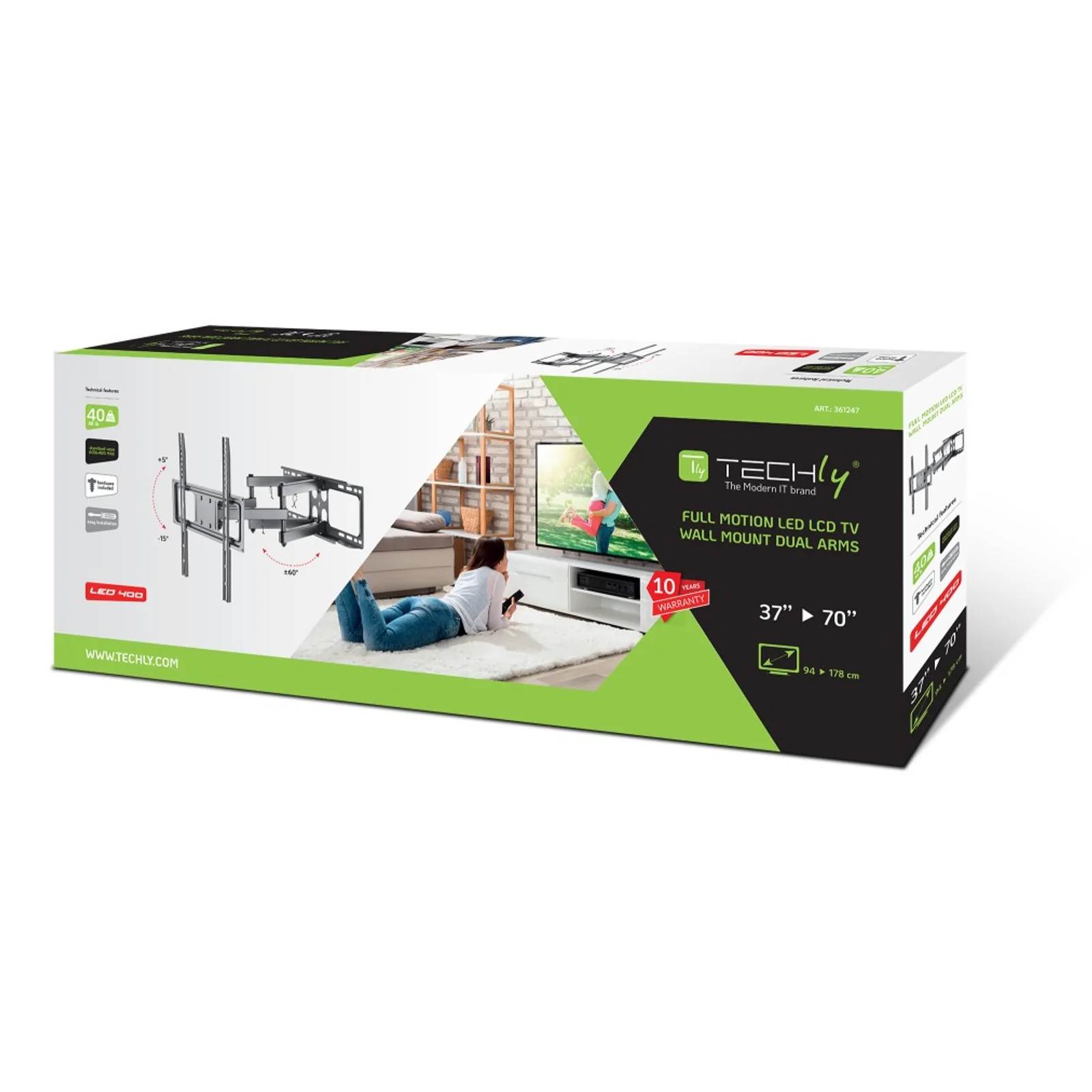 Techly ICA-PLB 344LTY support pour téléviseur 177,8 cm (70") Noir