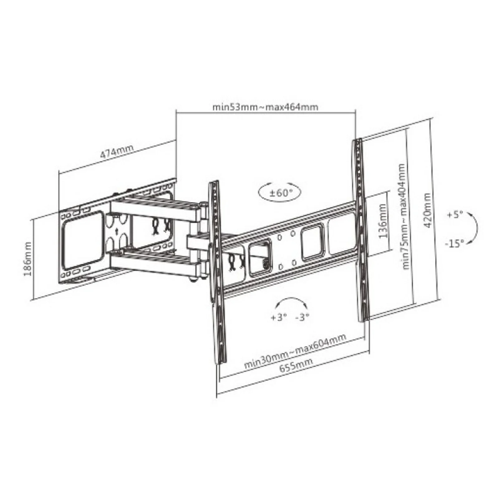 Techly ICA-PLB 344LTY support pour téléviseur 177,8 cm (70") Noir