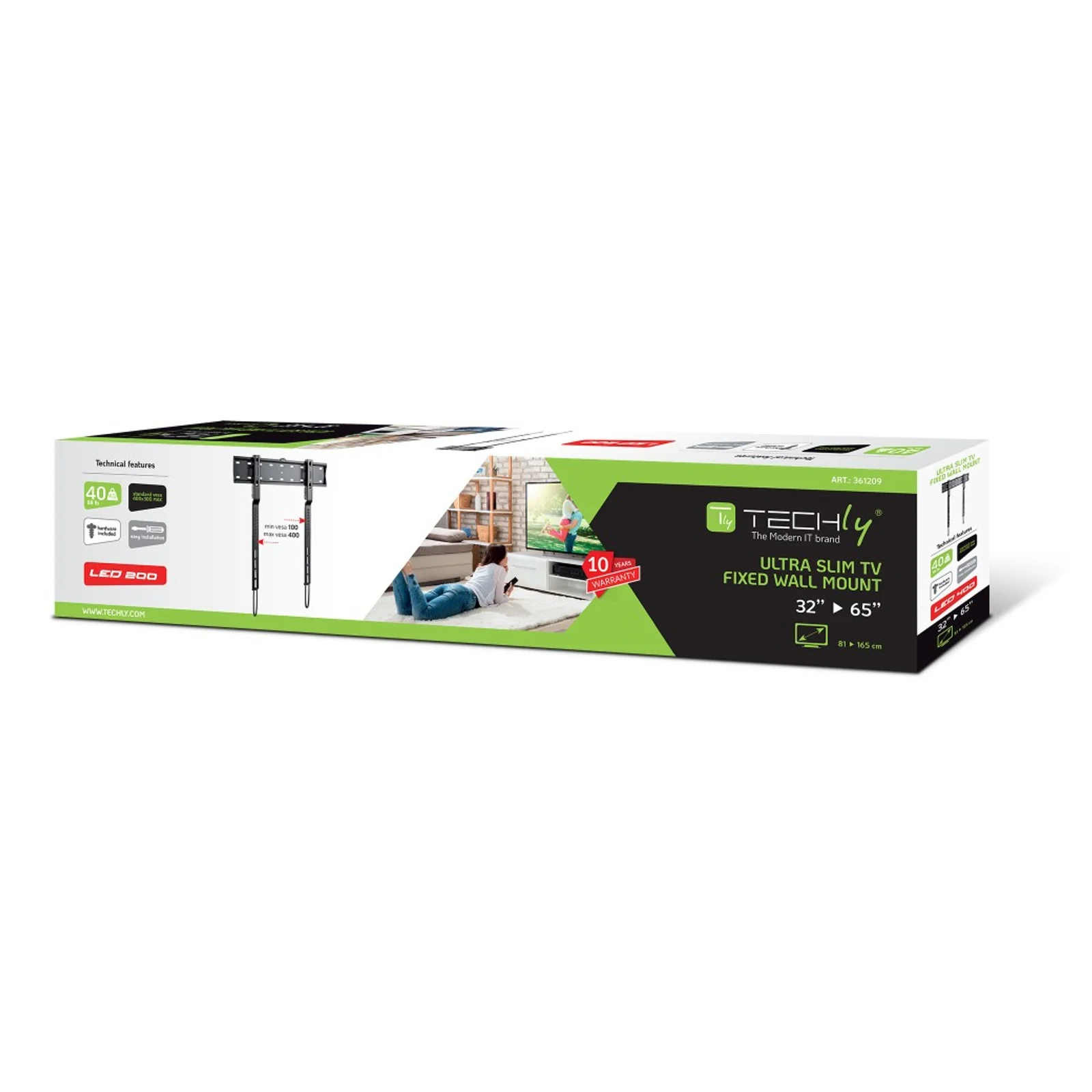 Techly ICA-PLB 734F support pour téléviseur 165,1 cm (65") Noir