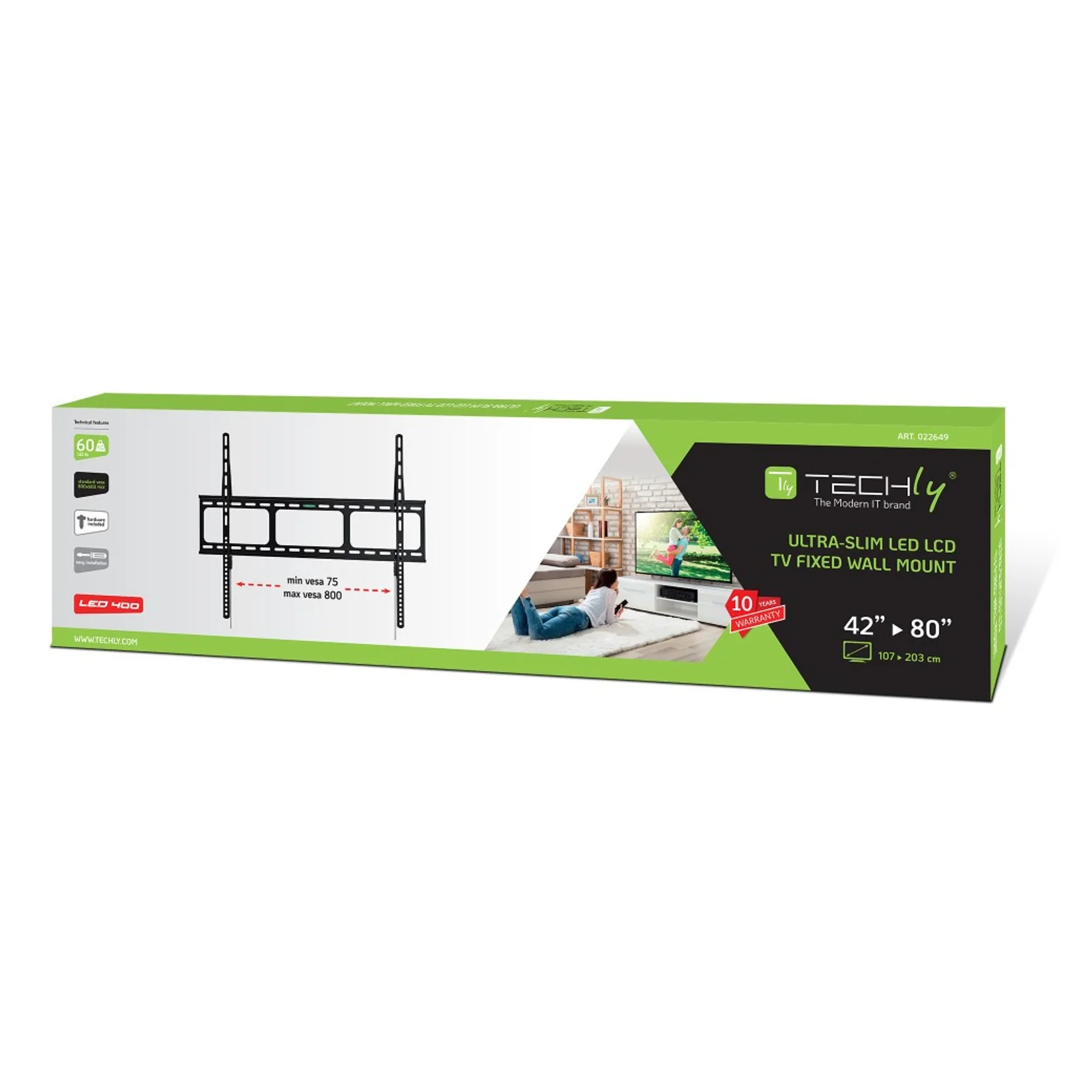 Techly ICA-PLB 860 support pour téléviseur 2,03 m (80") Noir