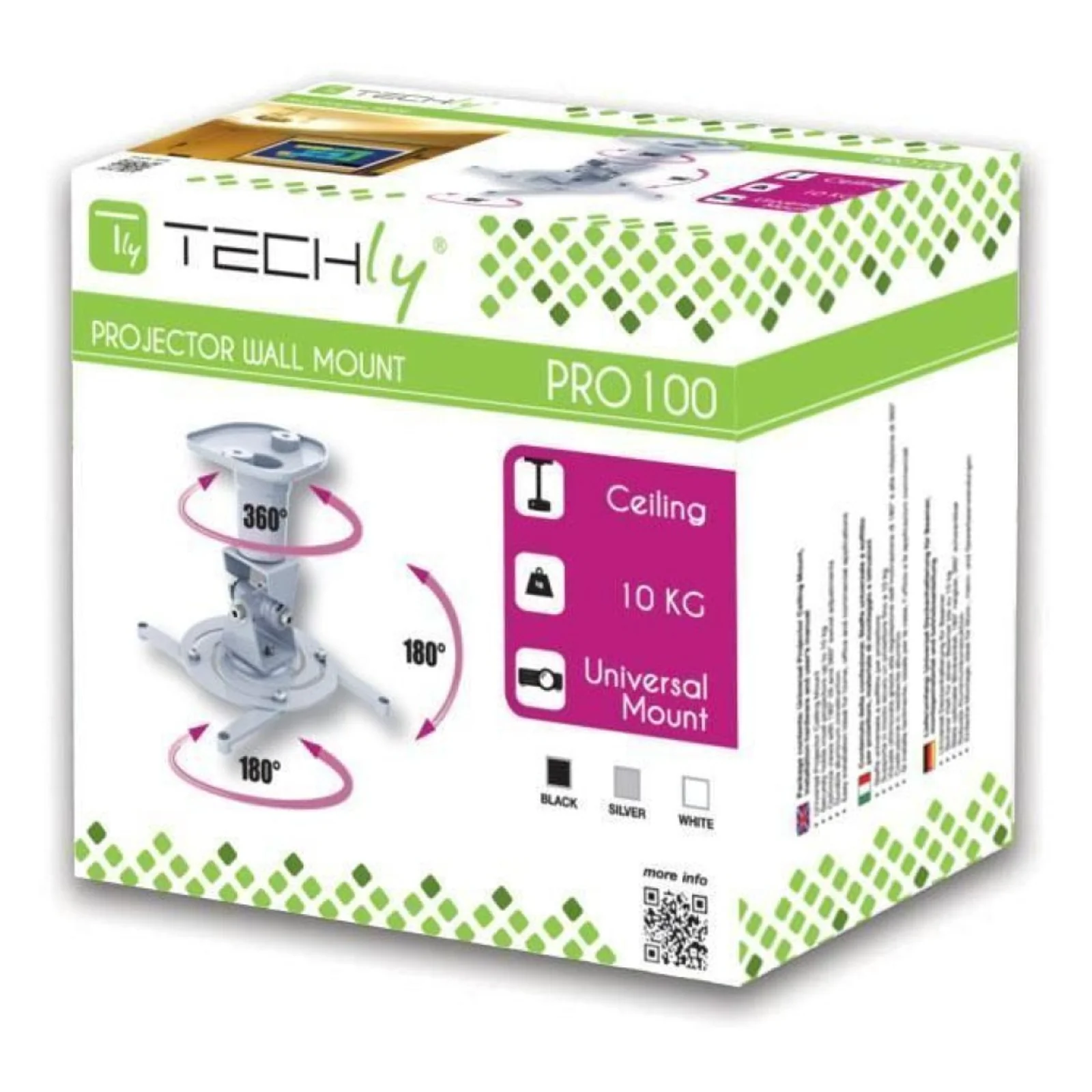 Techly ICA-PM 100WH support pour projecteurs Plafond Blanc