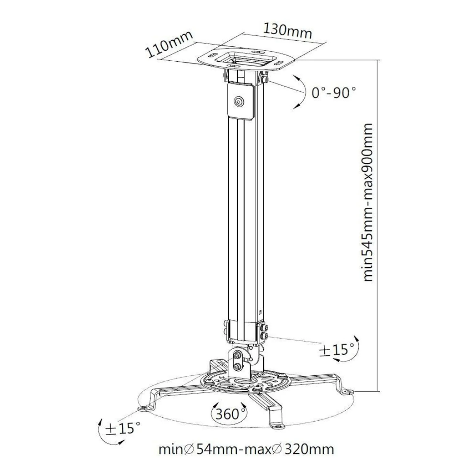 Techly ICA-PM 18M support pour projecteurs Plafond Argent