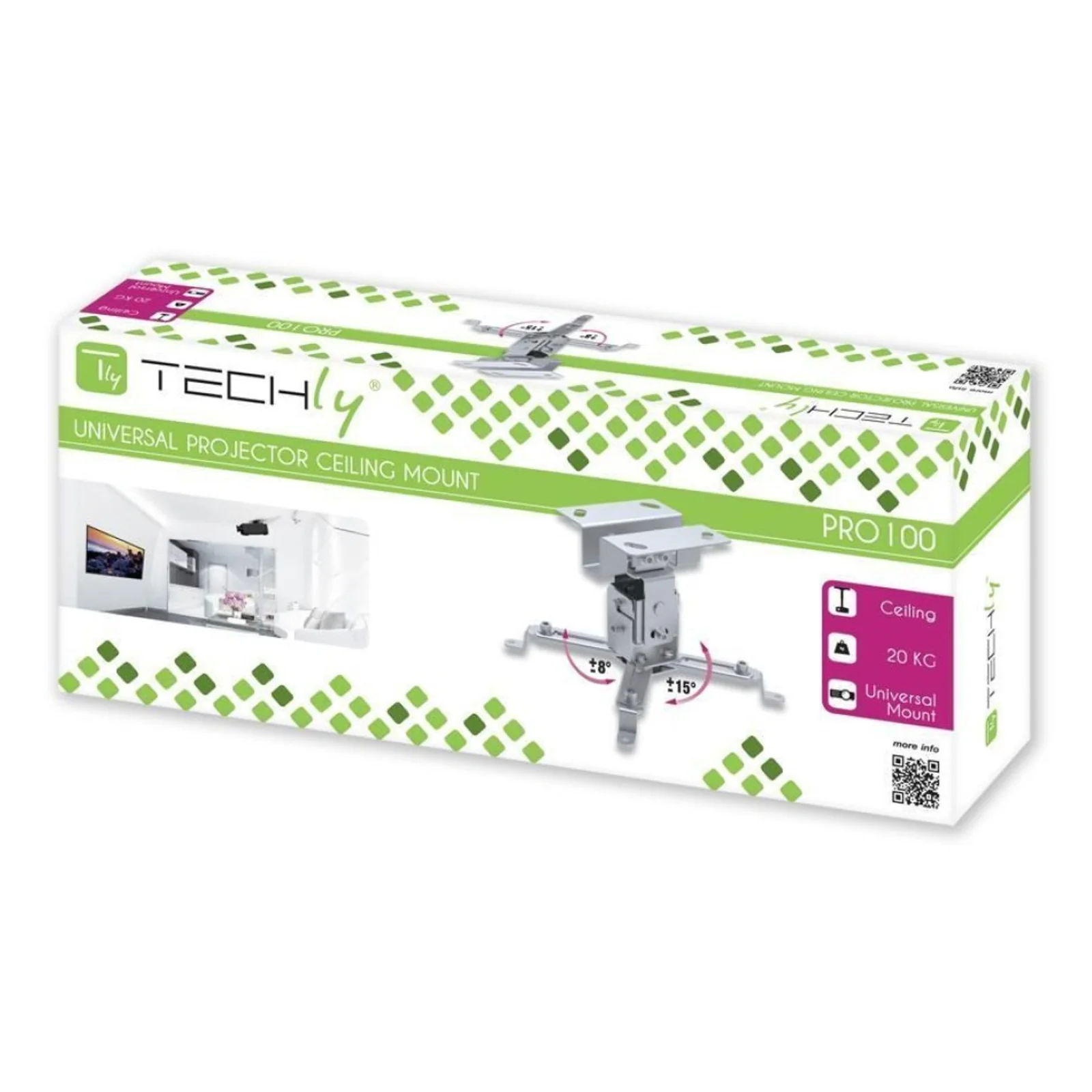 Techly ICA-PM 2S support pour projecteurs Plafond Argent