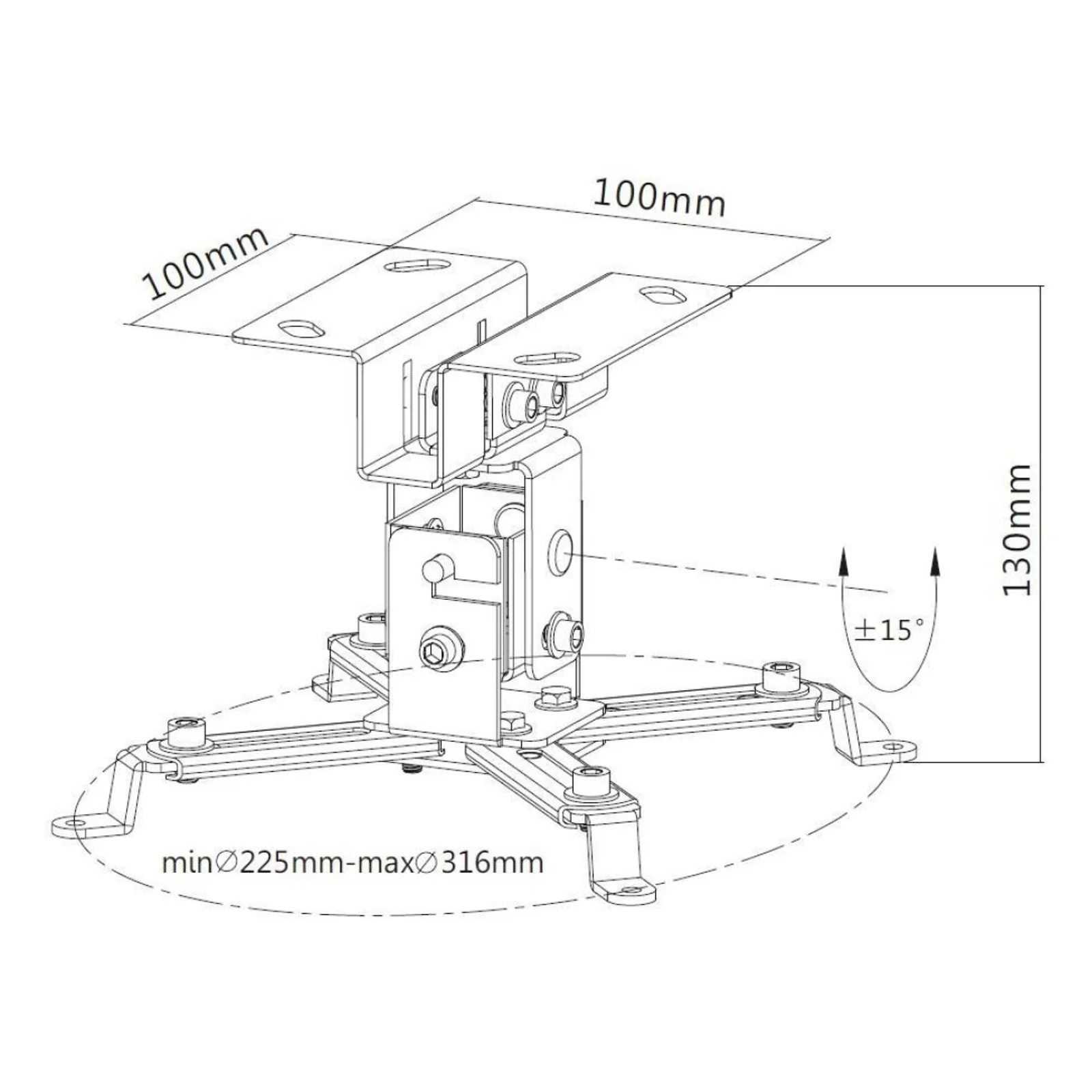 Techly ICA-PM 2S support pour projecteurs Plafond Argent