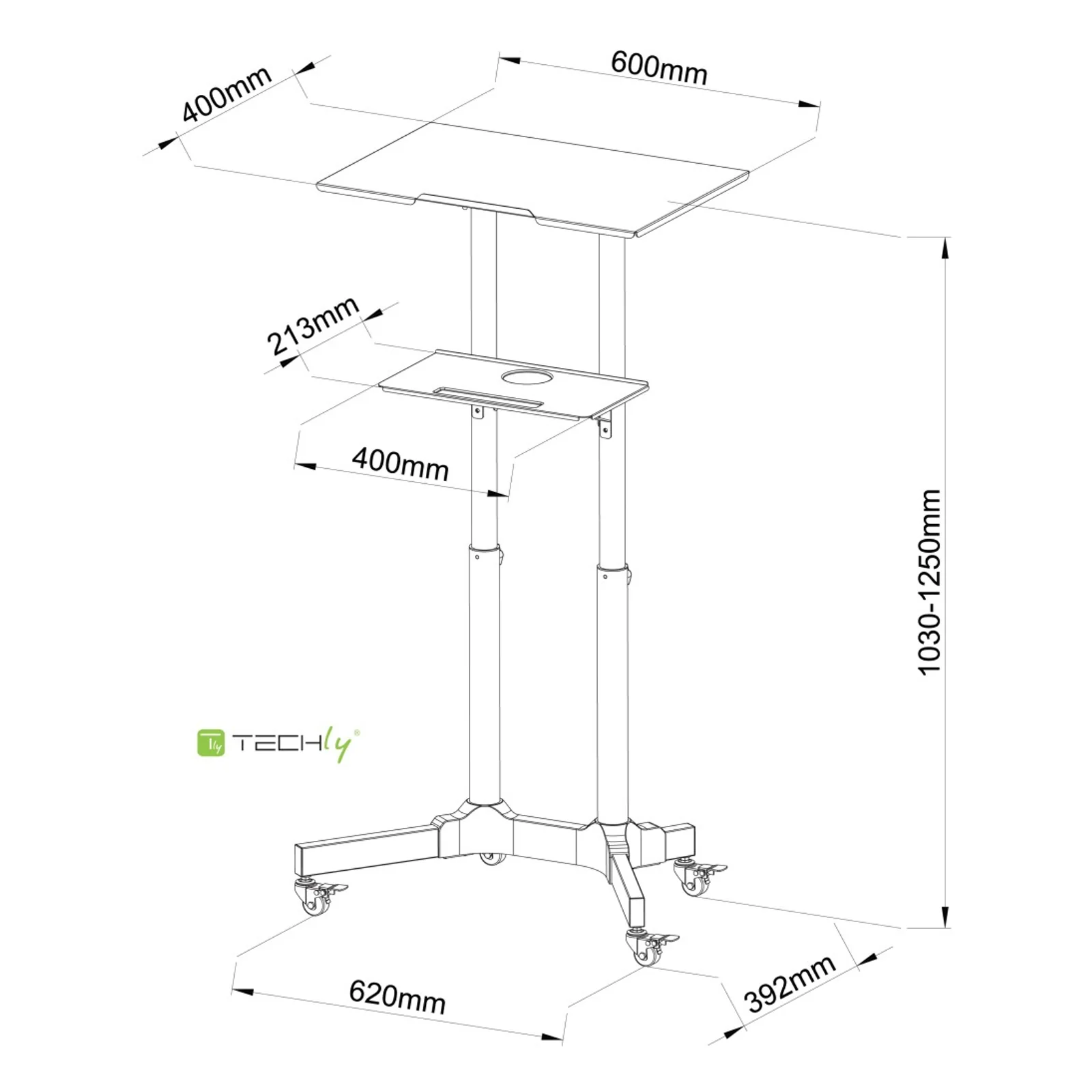 Techly ICA-TB TPM-1BK Support de livres Supports de Laptop Noir