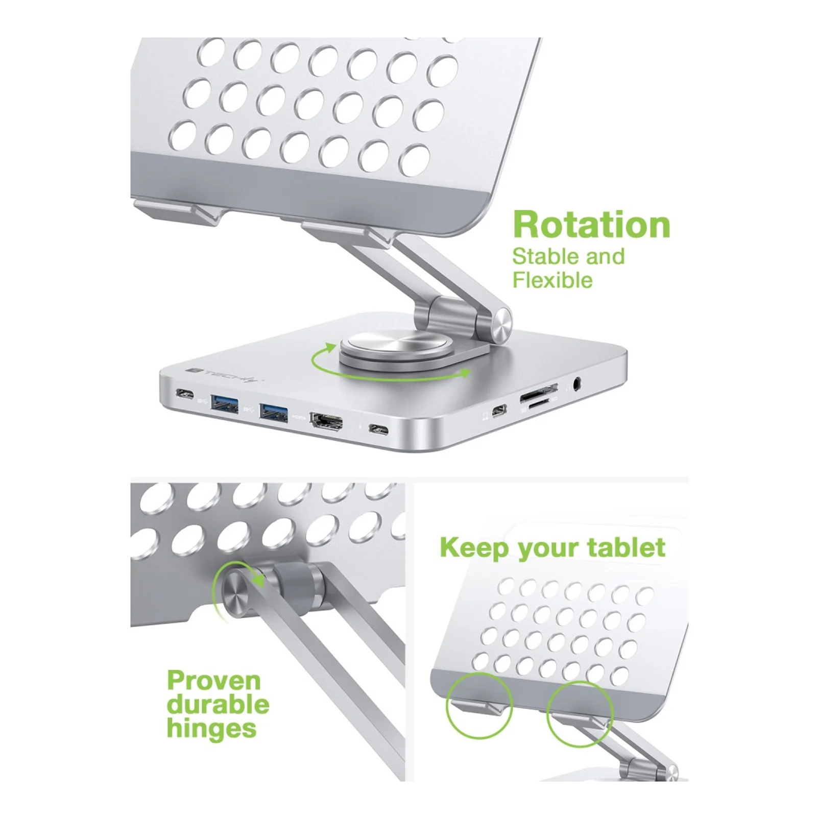 Techly ICA-TBL DOCK81 Support de livres Support pour tablette Argent