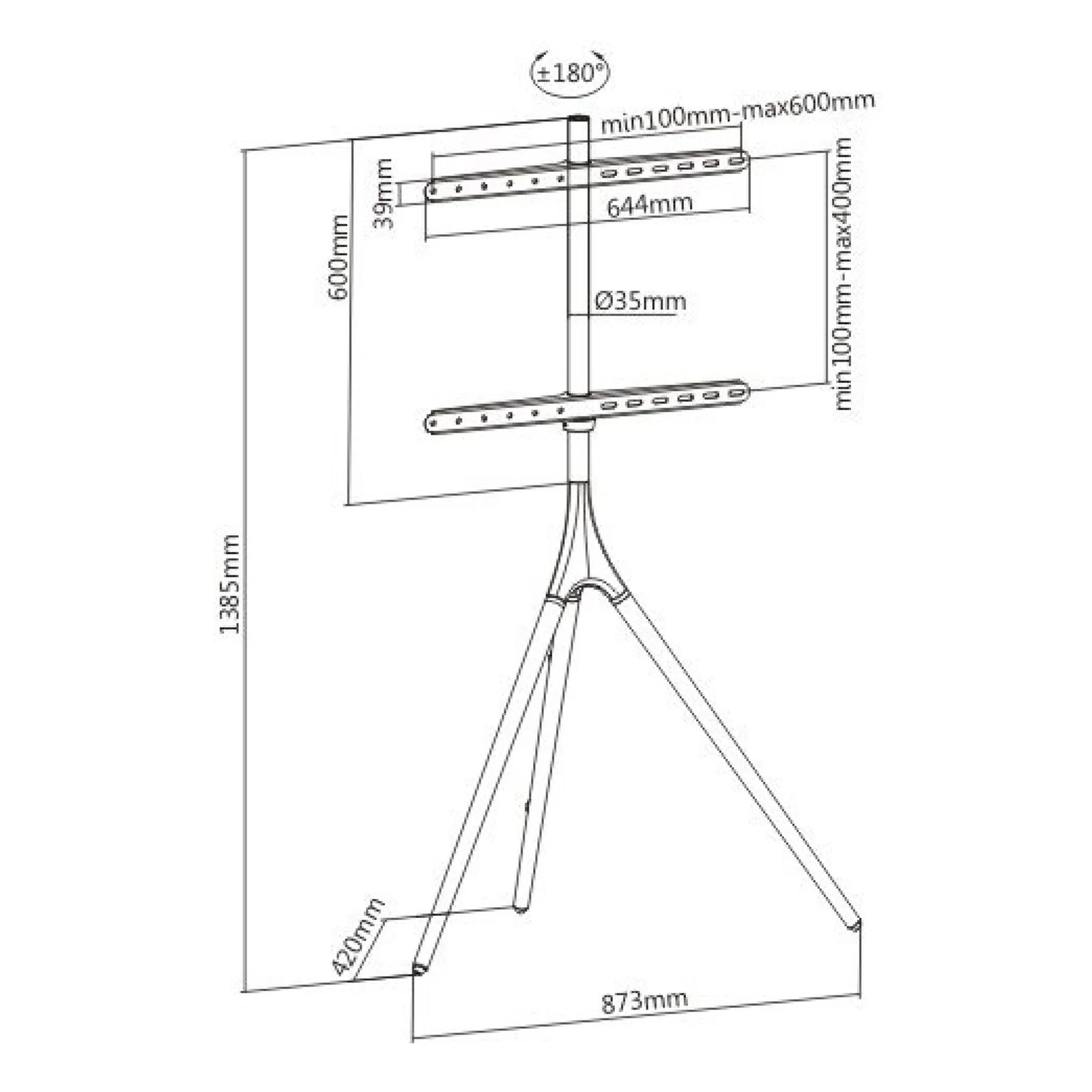 Techly ICA-TR18SAM support pour téléviseur 165,1 cm (65") Noyer