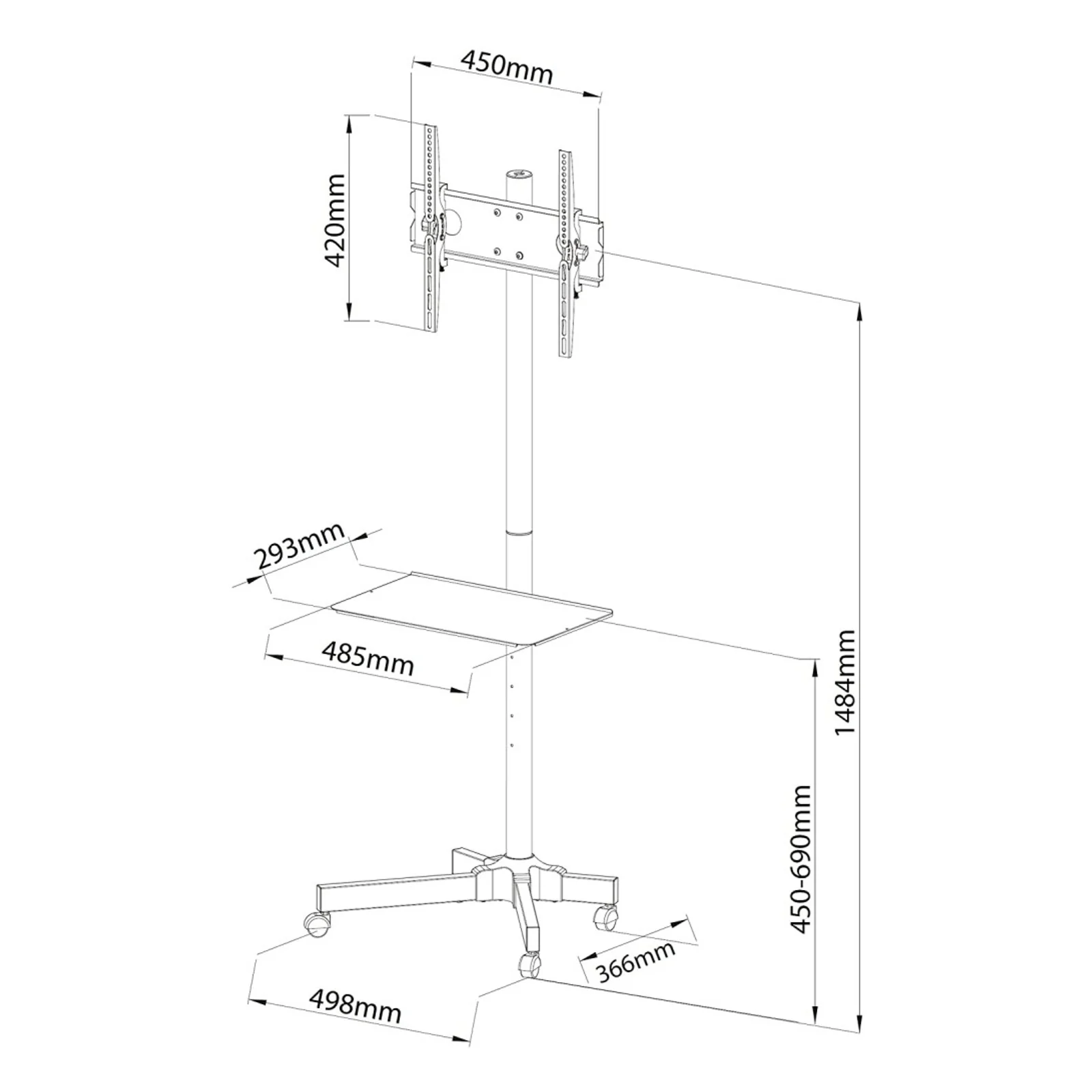 Techly ICA-TR21 support pour téléviseur 139,7 cm (55") Noir