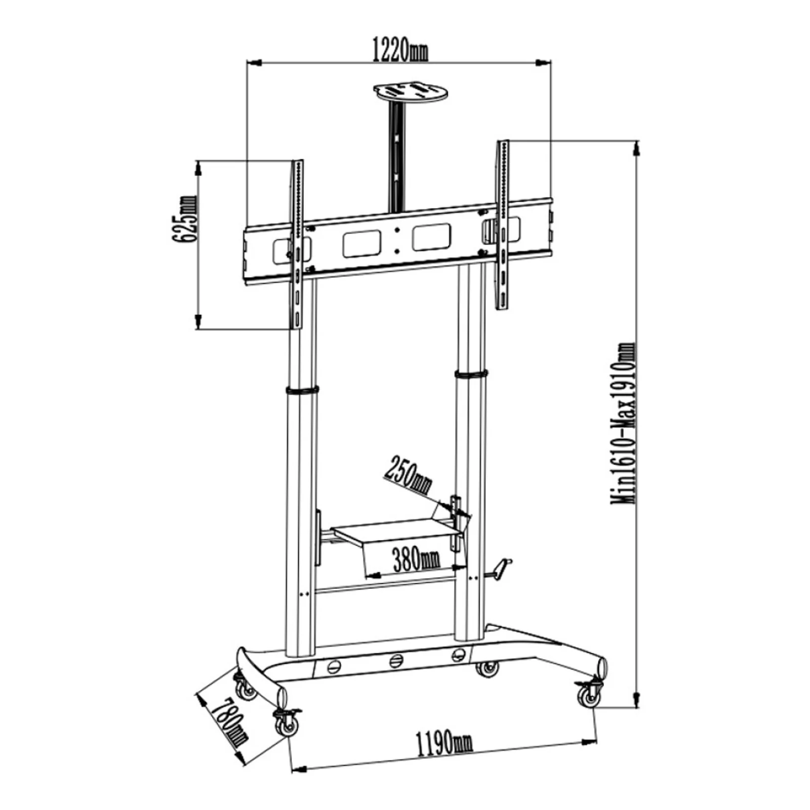 Techly ICA-TR45 Support TV et centre de divertissement 2 étagères
