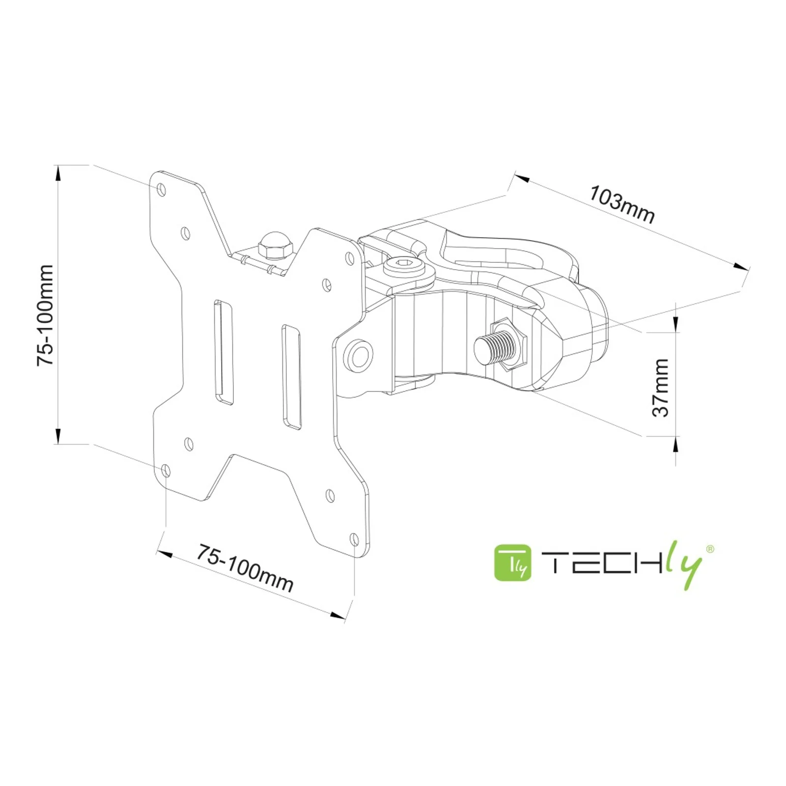 Techly ICALCD100BK Bureau Noir