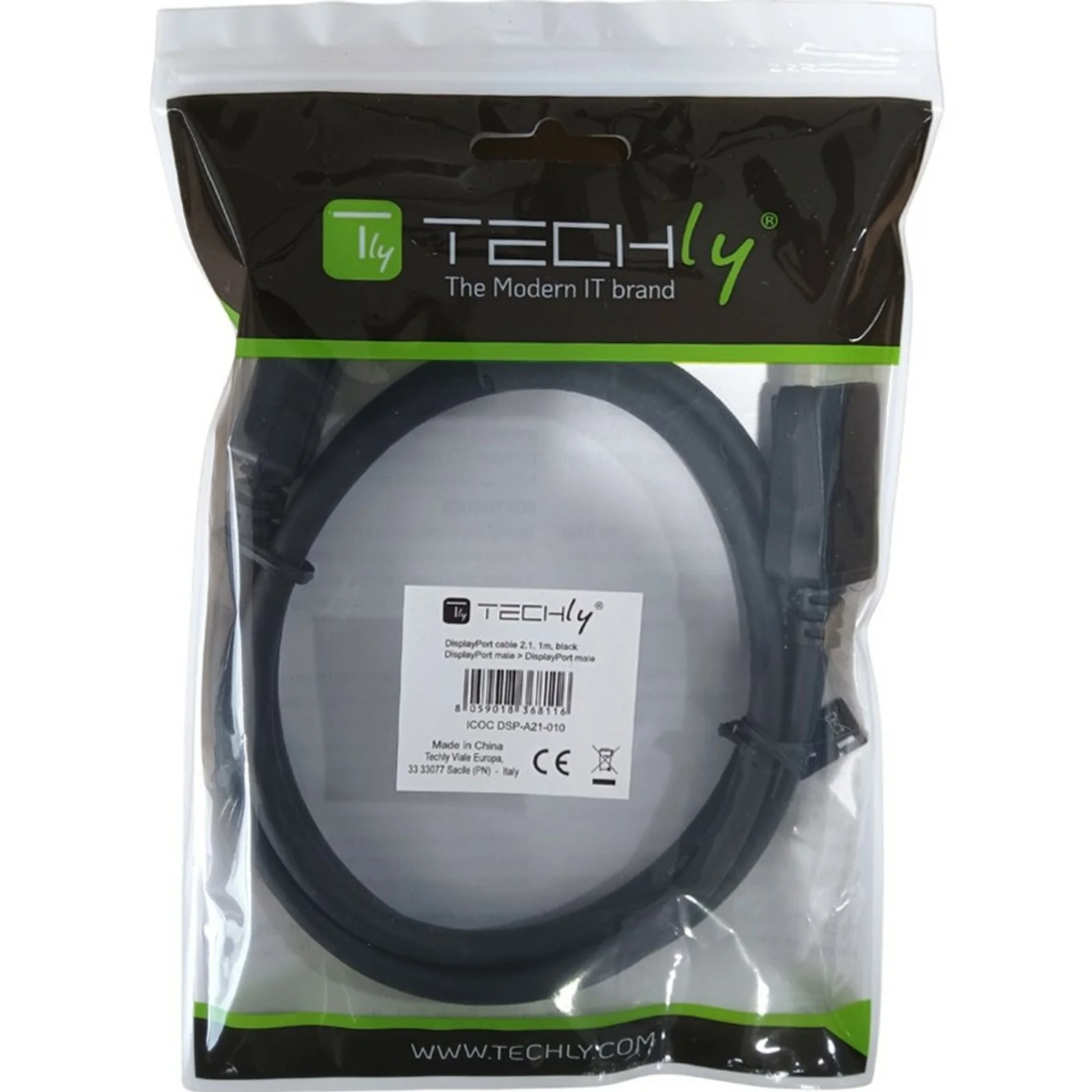 Techly ICOC-DSP-A21-010 câble DisplayPort 1 m Noir