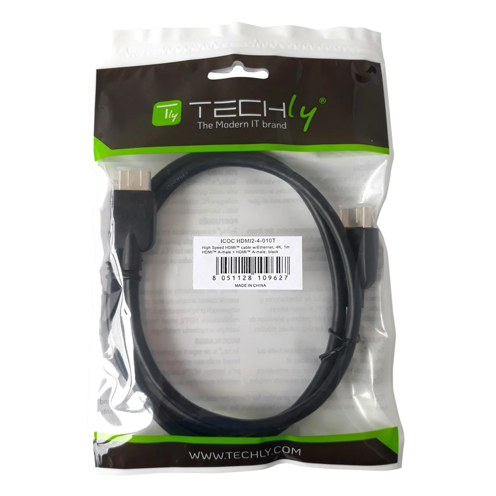 Techly ICOC HDMI2-4-030T câble HDMI 3 m HDMI Type A (Standard) Noir