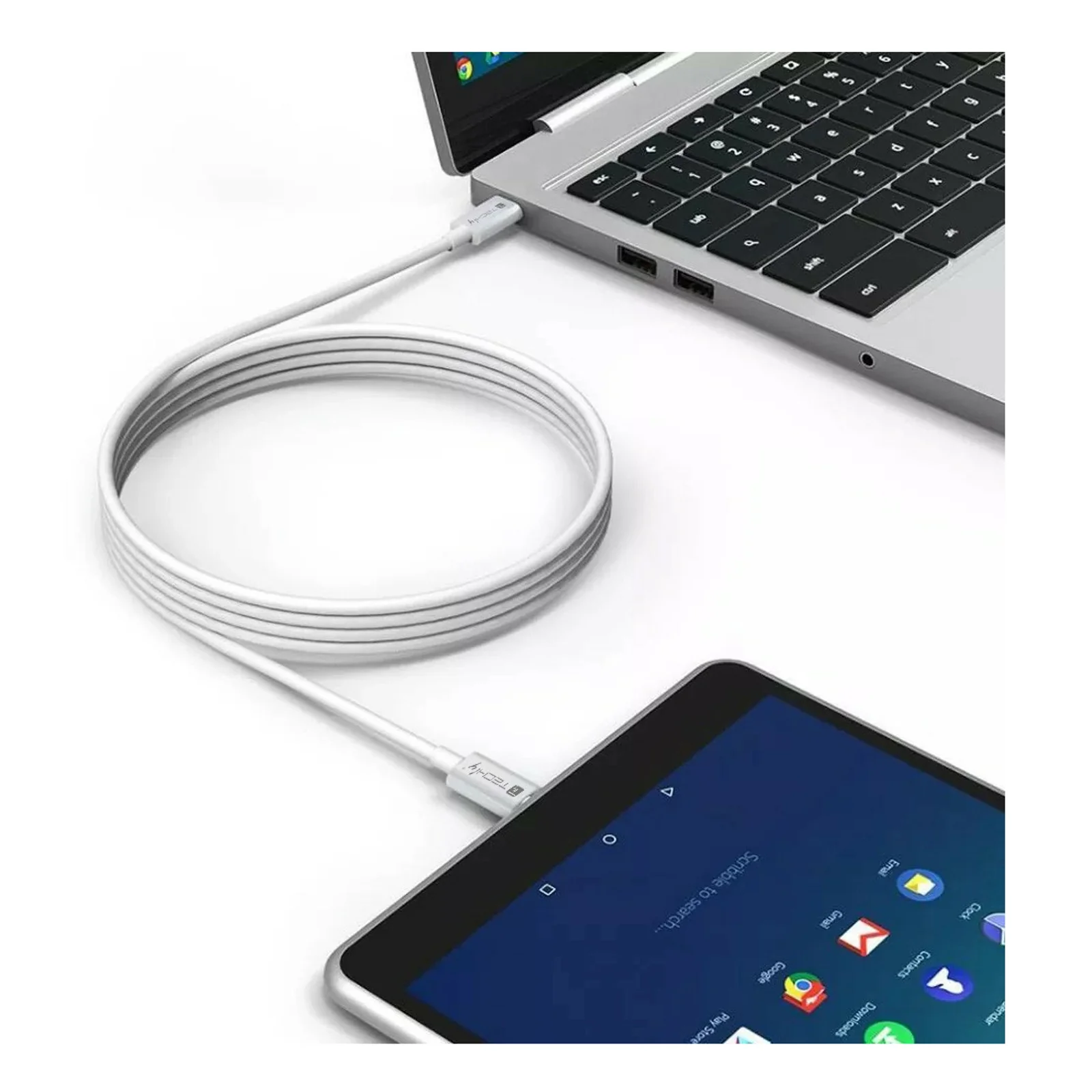 Techly ICOC-MU4-40G240W1 câble USB USB4 Gen 3x2 1 m USB C 40 Gbit/s 240 W Blanc
