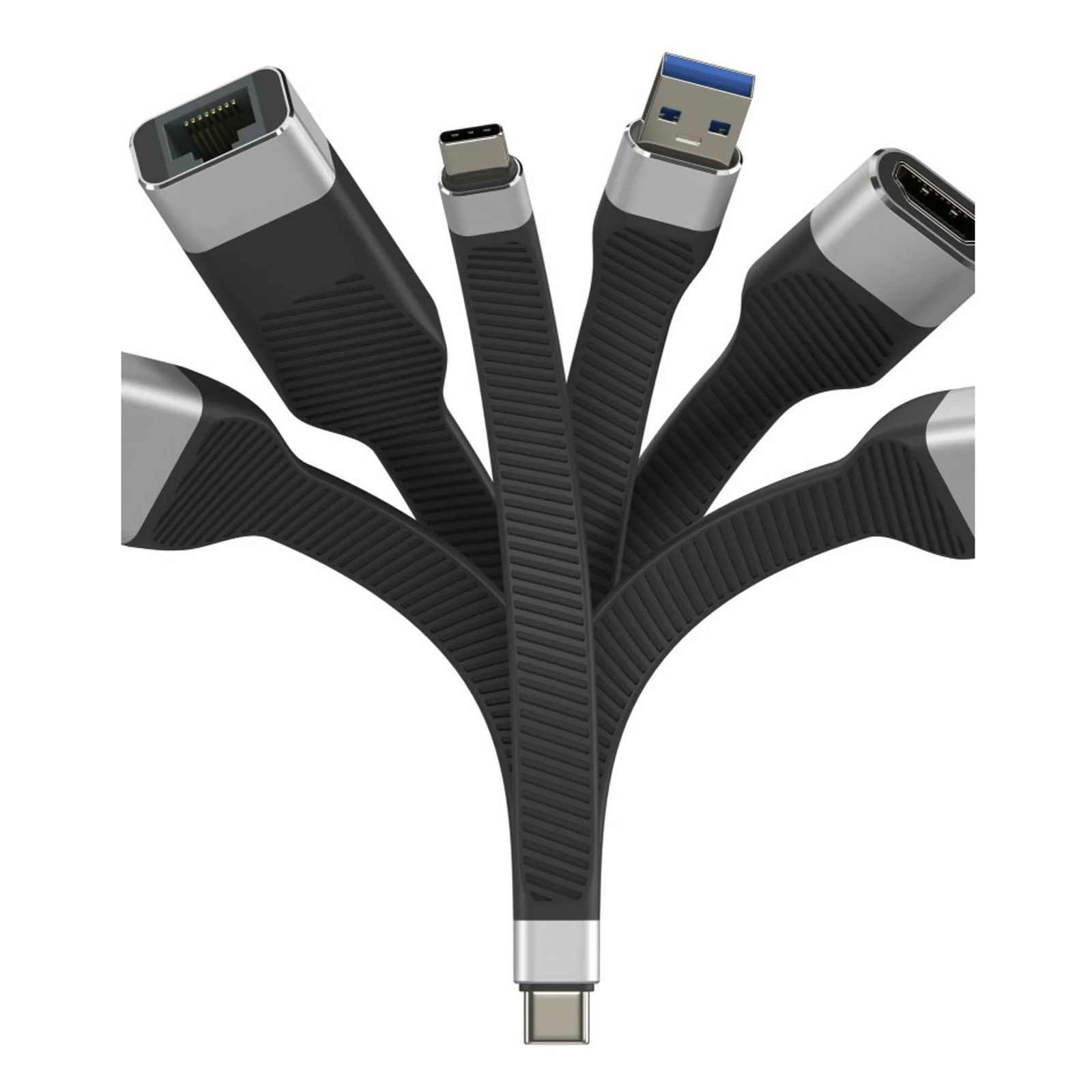 Techly ICOC-USBC-FL-U4 câble USB USB4 Gen 2x2 0,124 m 40 Gbit/s 1000 W Noir