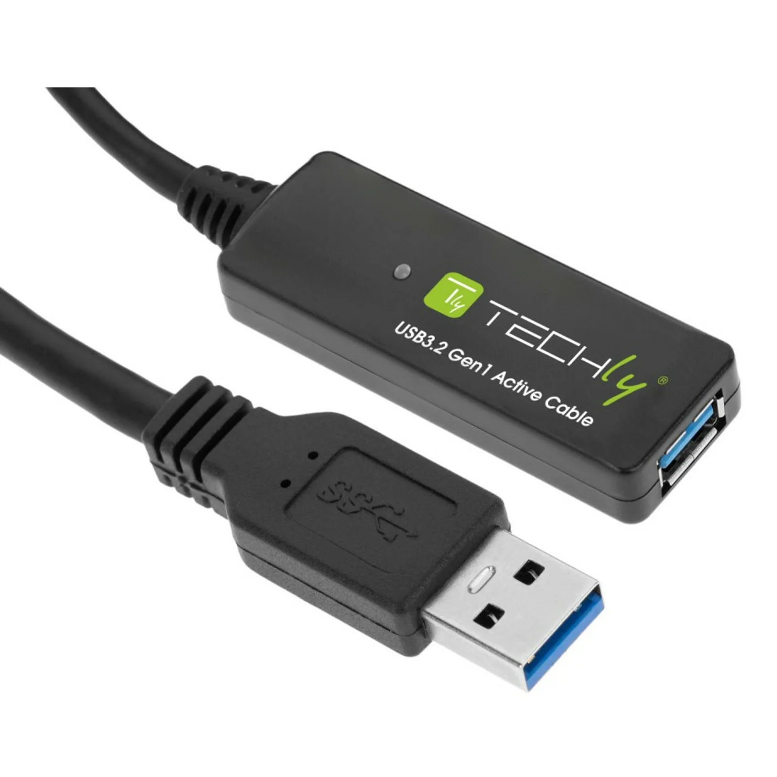Techly ICUR30100G câble USB USB 3.2 Gen 1 (3.1 Gen 1) 10 m USB A Noir
