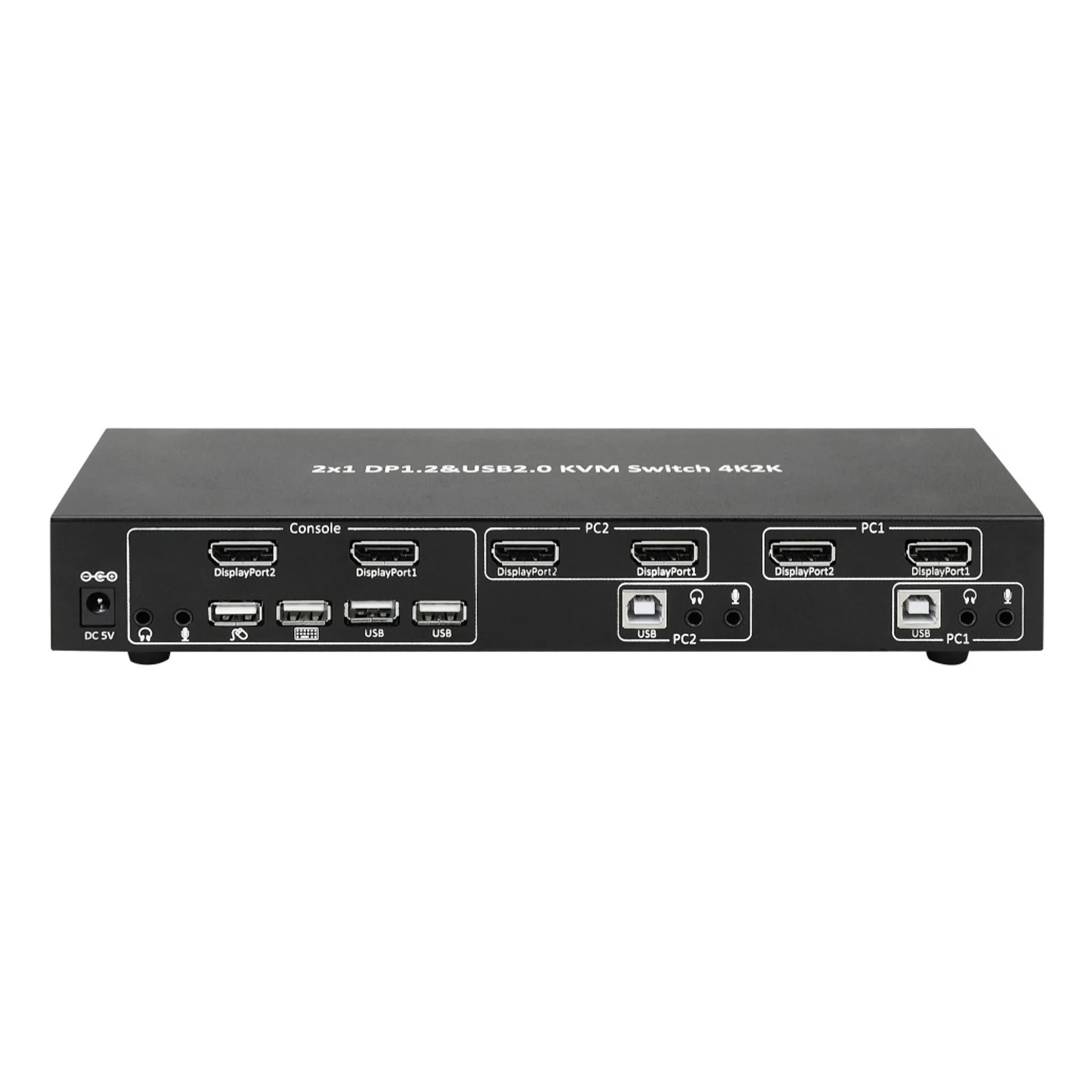 Techly IDATA DP-KVM2 commutateur écran, clavier et souris Noir