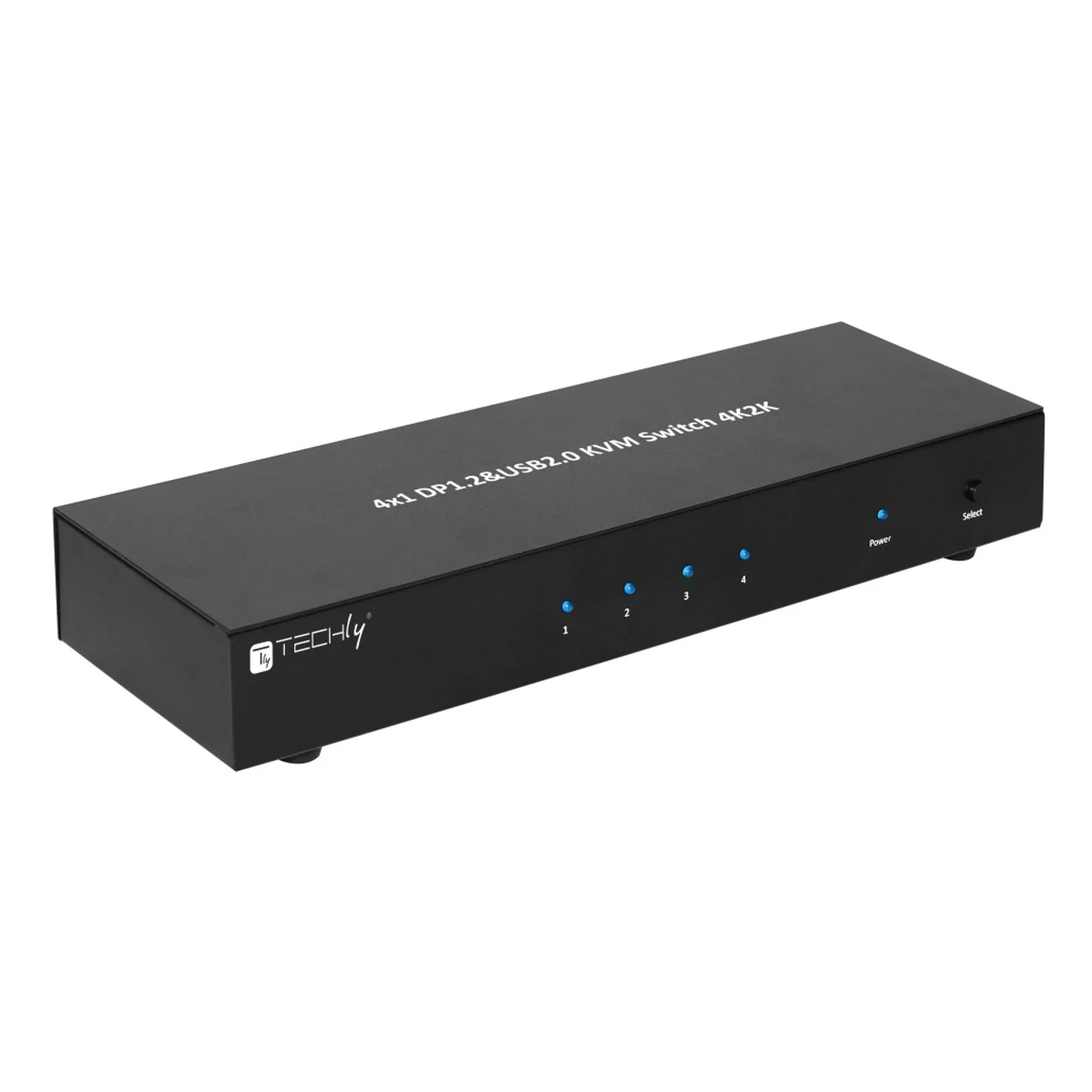 Techly IDATA DP-KVM4 commutateur écran, clavier et souris Grille de montage Noir