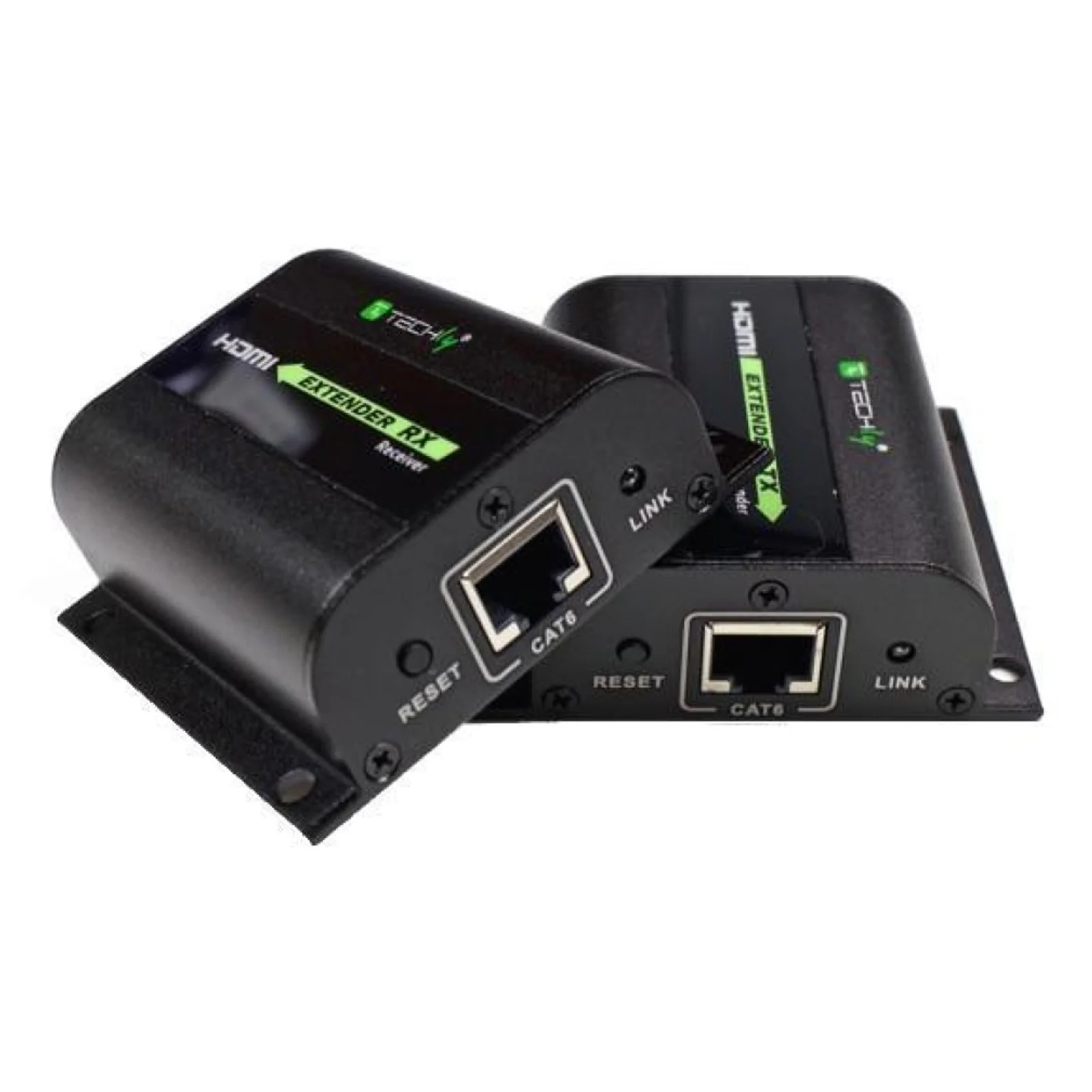 Techly IDATA EXT-E70I extension audio/video Émetteur et récepteur AV Noir