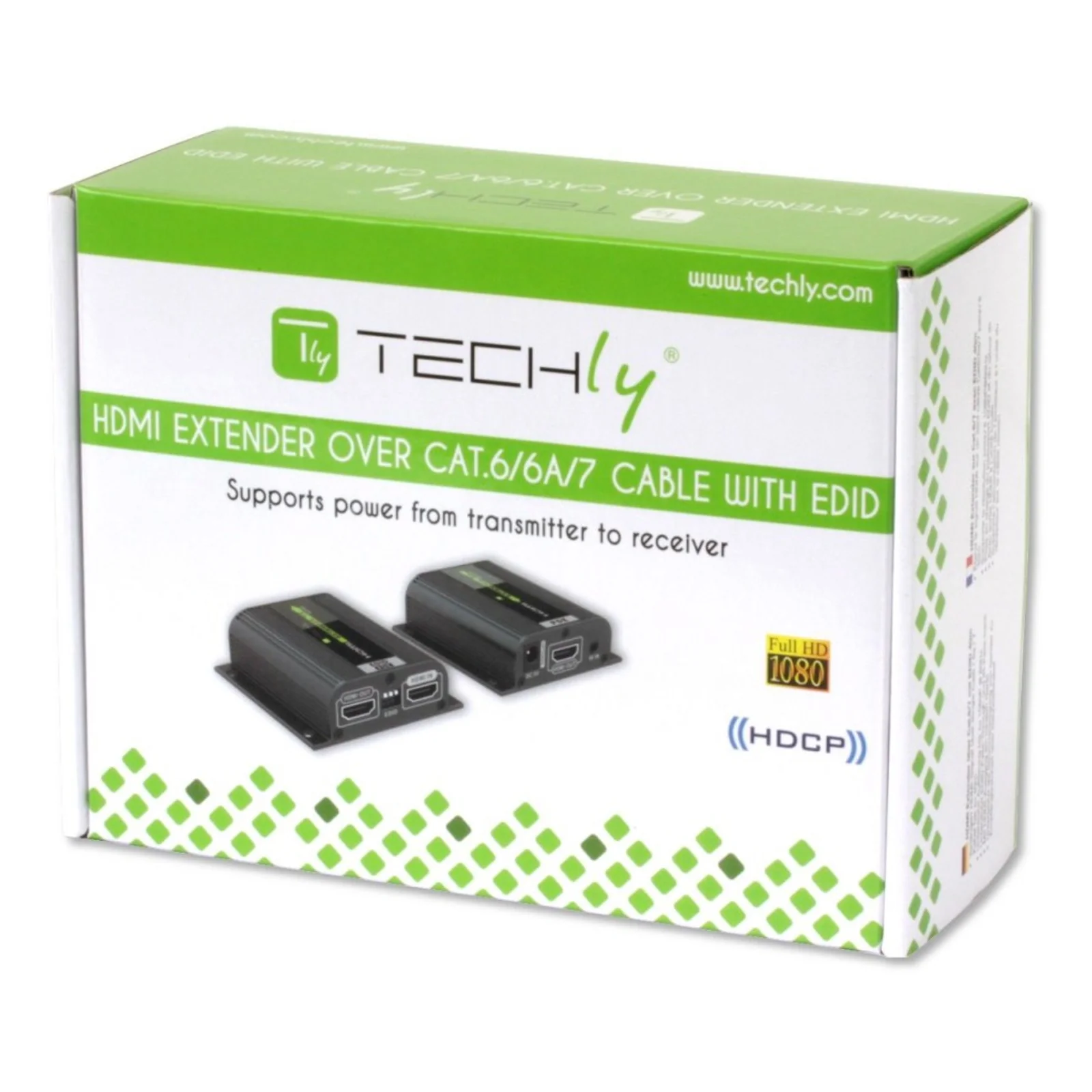 Techly IDATA EXT-E70POED extension audio/video Émetteur et récepteur AV Noir