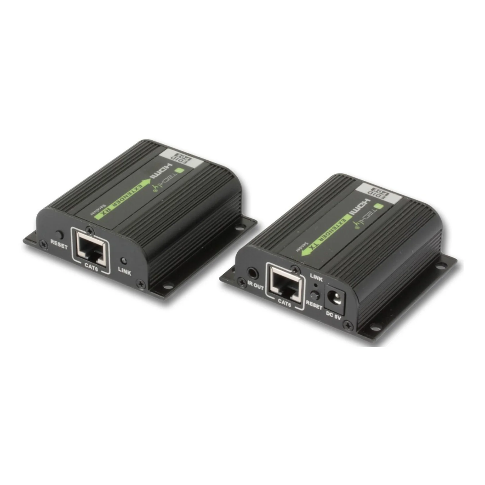 Techly IDATA EXT-E70POED extension audio/video Émetteur et récepteur AV Noir