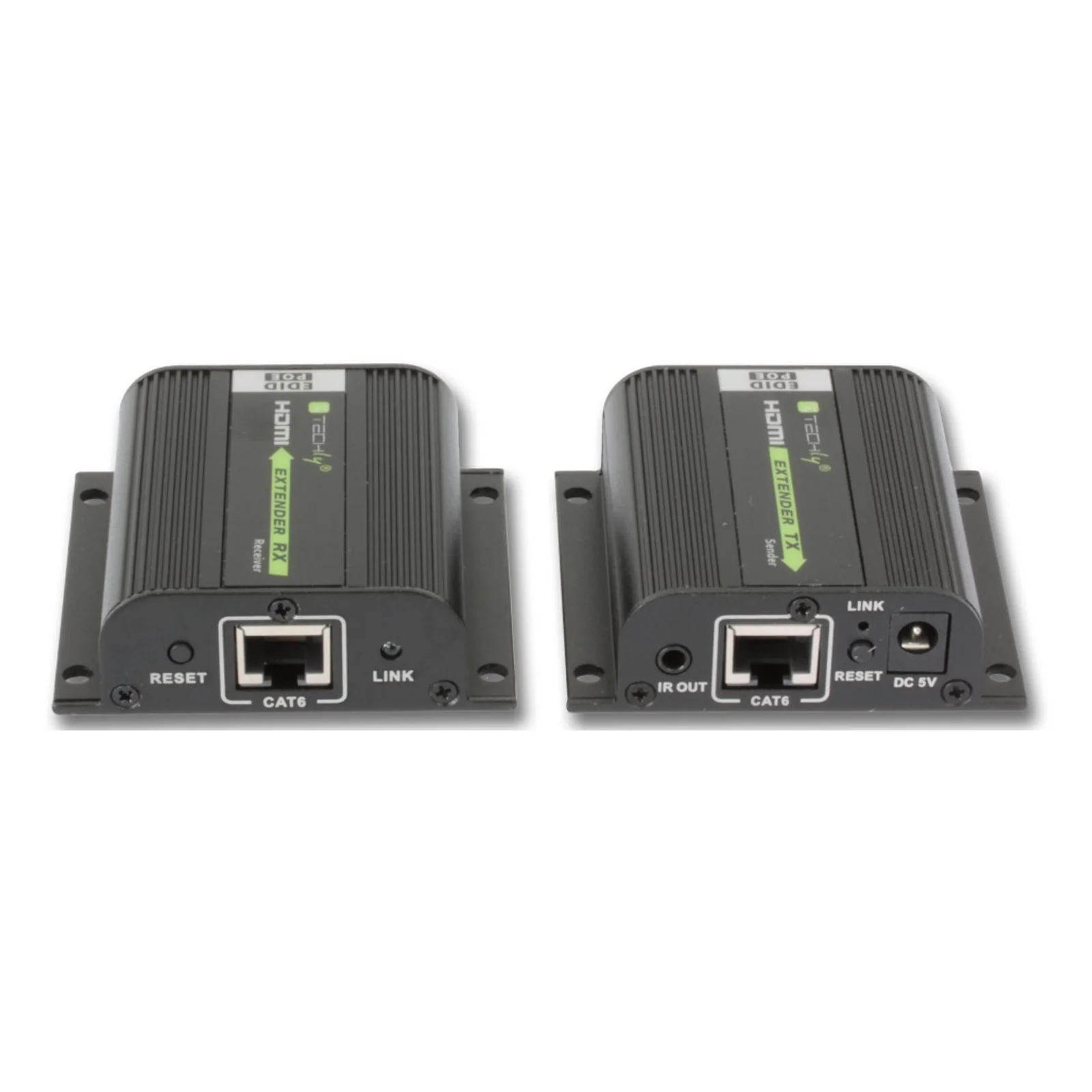 Techly IDATA EXT-E70POED extension audio/video Émetteur et récepteur AV Noir