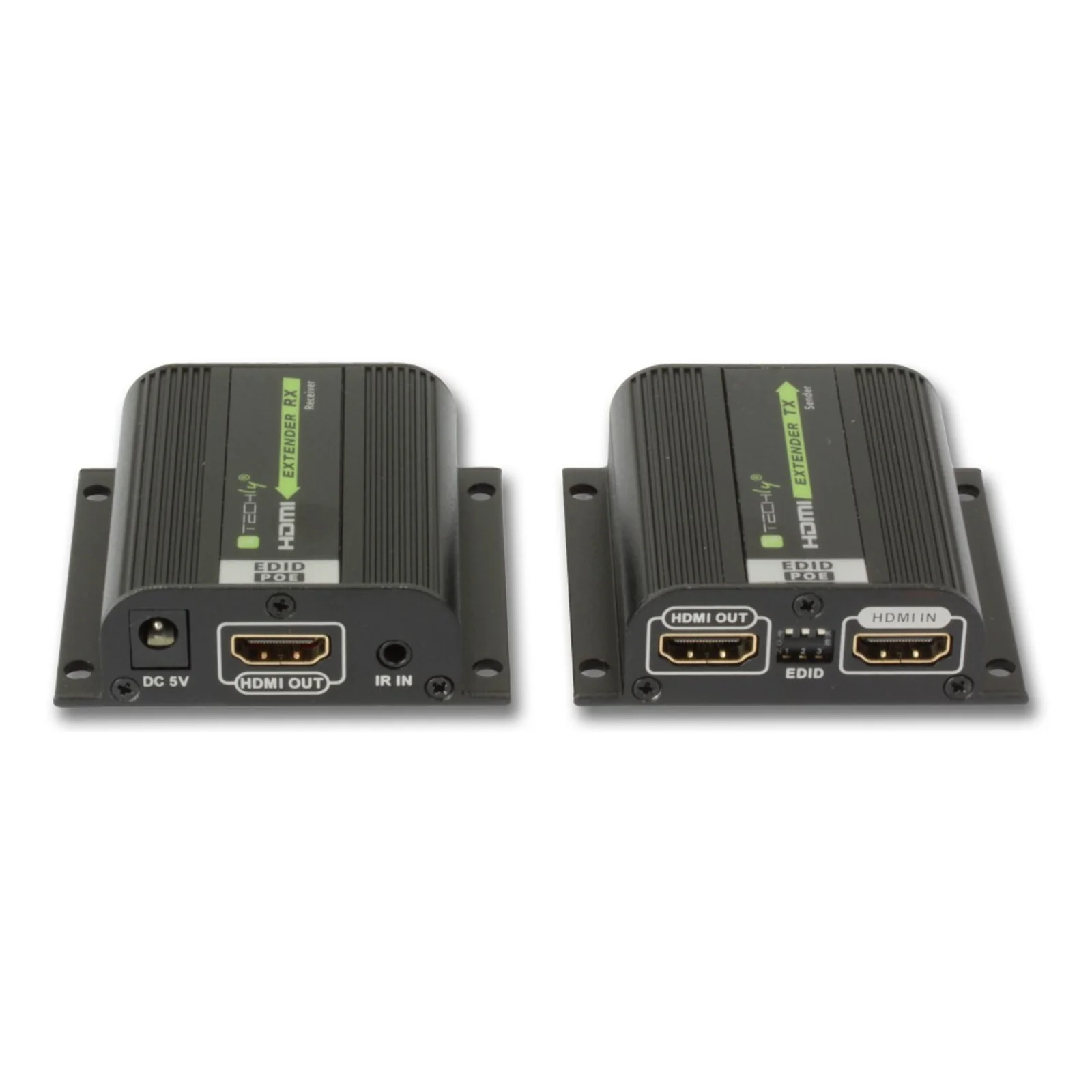 Techly IDATA EXT-E70POED extension audio/video Émetteur et récepteur AV Noir