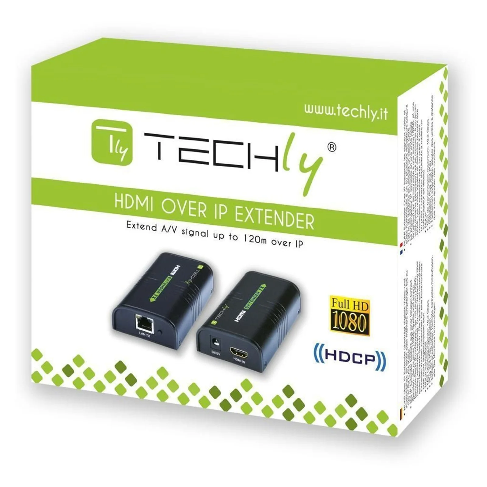 Techly IDATA EXTIP-373 extension audio/video Émetteur et récepteur AV Noir