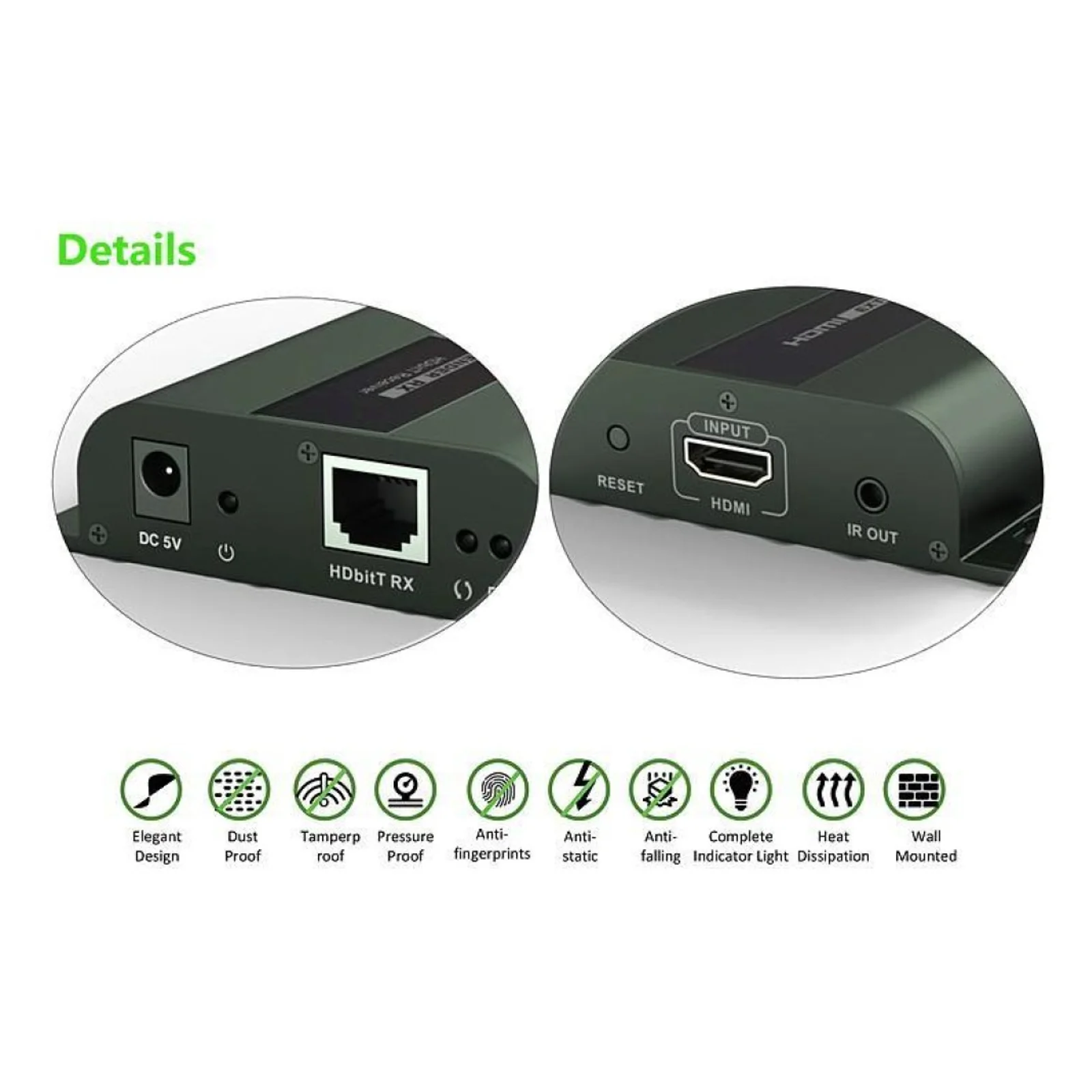 Techly IDATA EXTIP-383RV4 extension audio/video Récepteur AV Noir