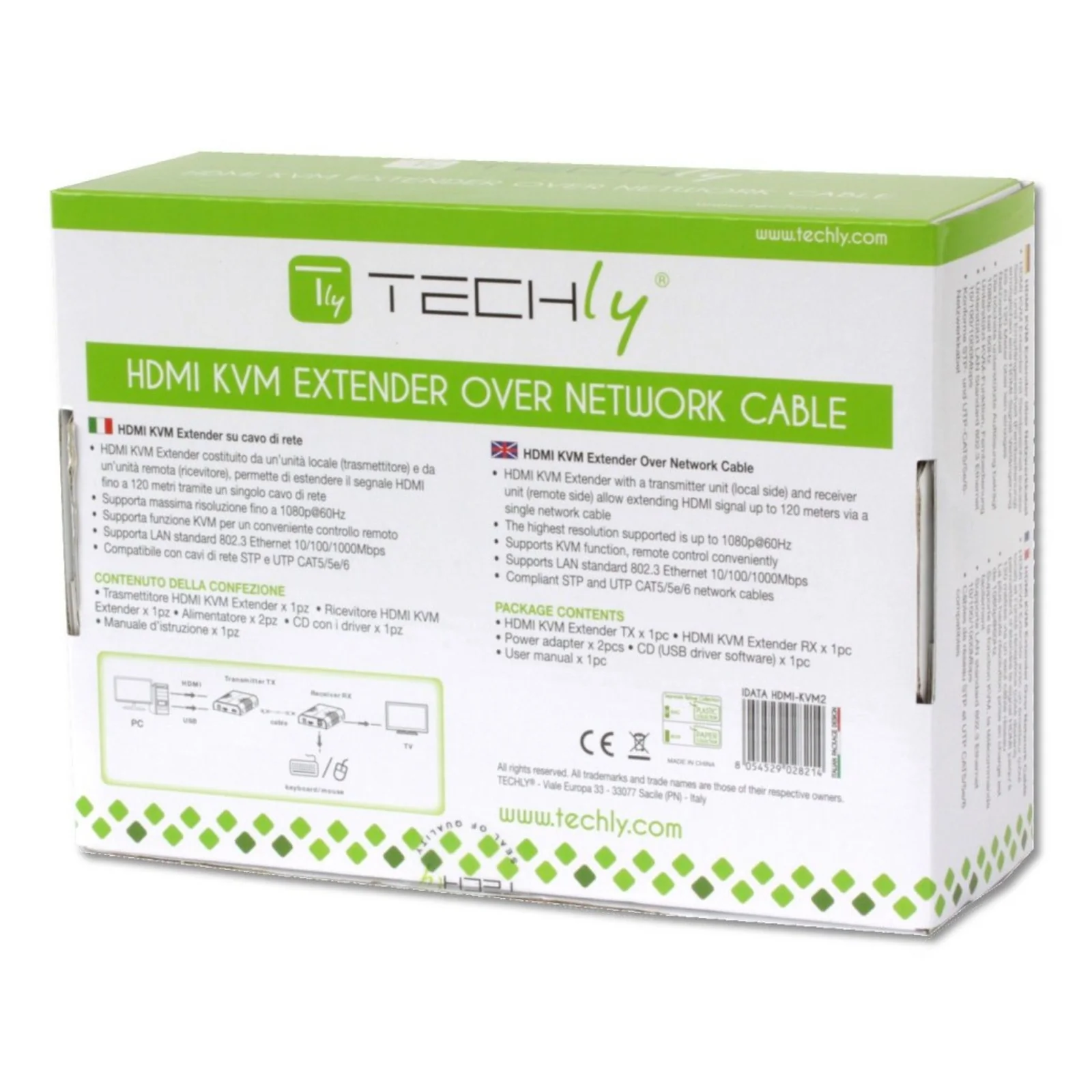 Techly IDATA HDMI-KVM2 extension KVM Émetteur et récepteur
