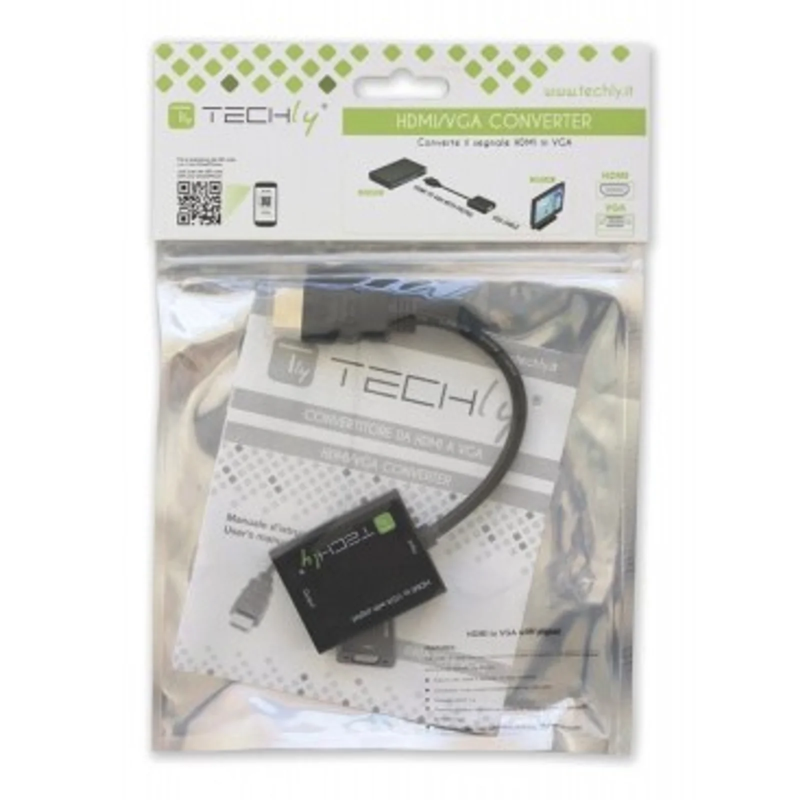 Techly IDATA-HDMI-VGA2 câble vidéo et adaptateur VGA (D-Sub) Noir